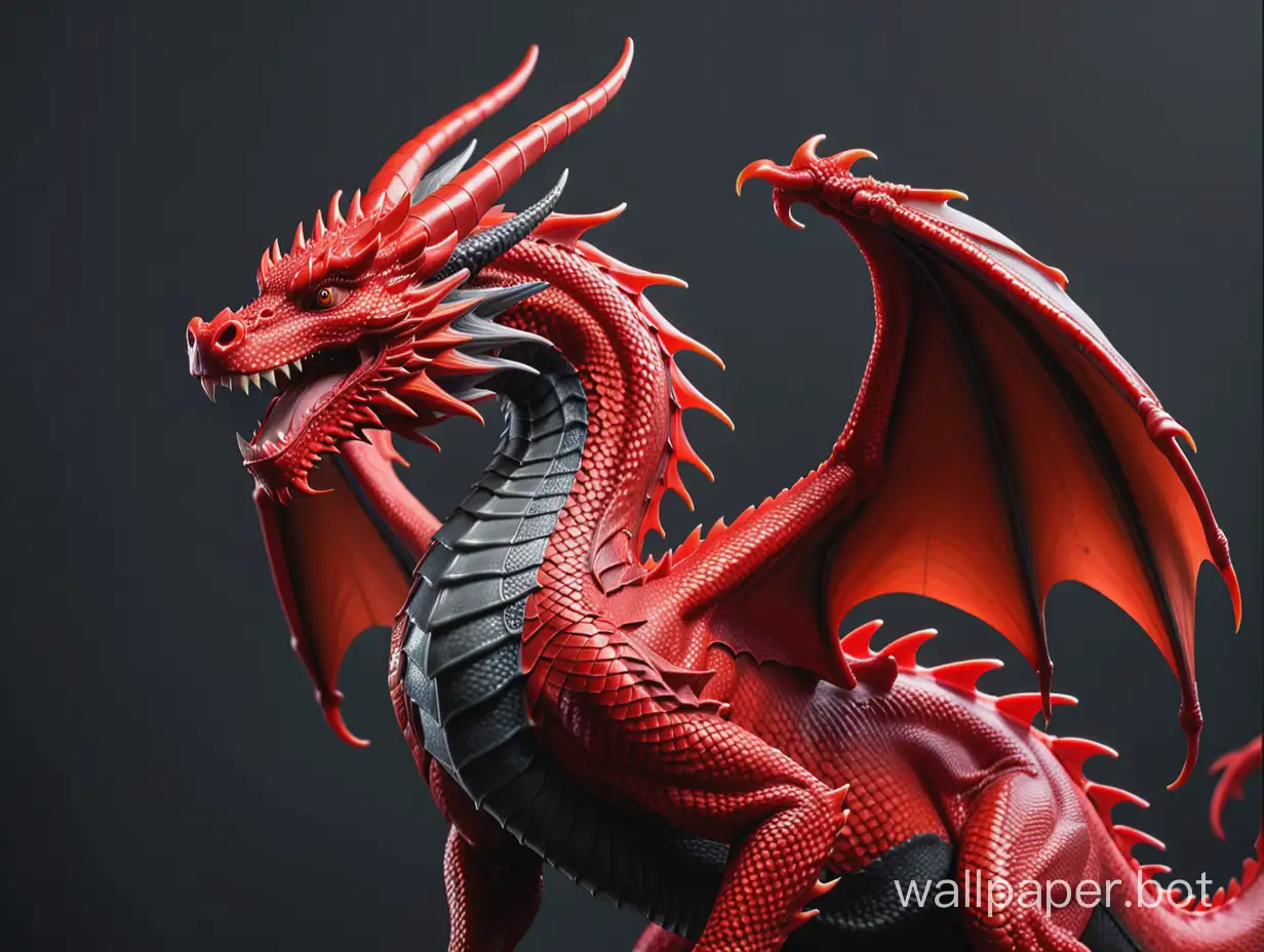 Red Dragon with grey and black background