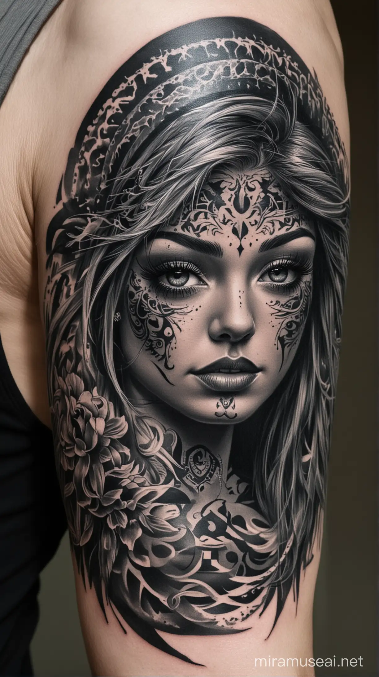 Elegant Black and Grey Tattoo Design
