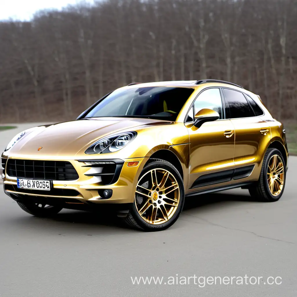 Porsche Macan S 2016 года в золотой пленки с 2 черными полосками по середине в овбесах
