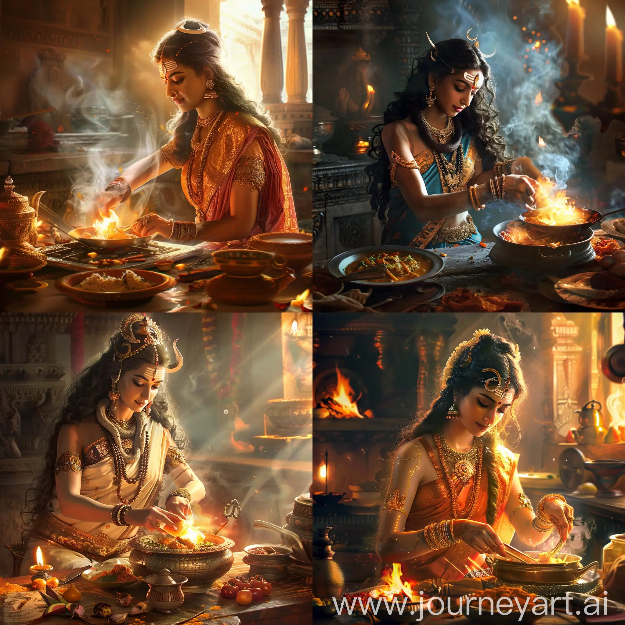 Divine-Scene-Goddess-Parvati-Cooking-for-Lord-Shiva-in-Radiant-Light