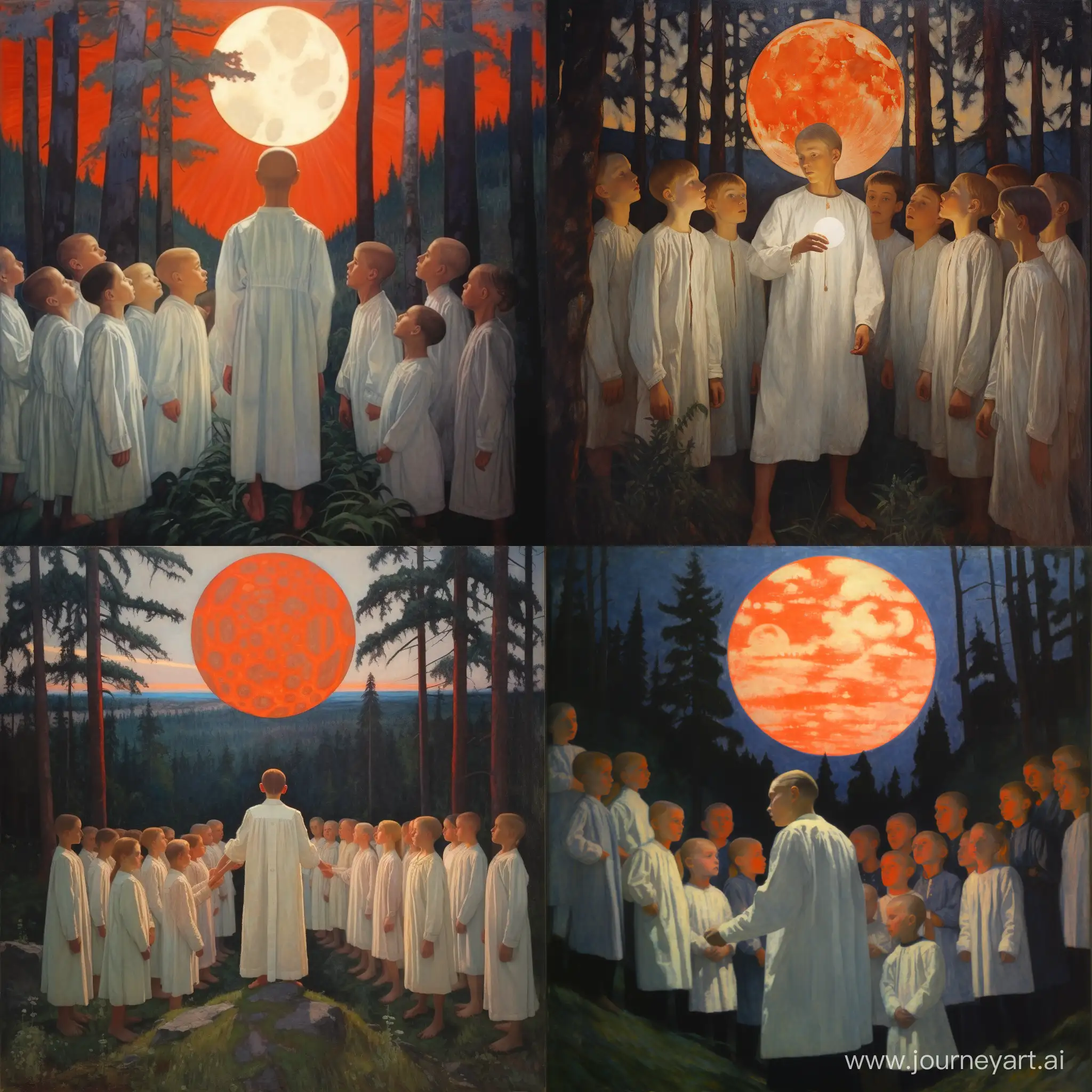 Enchanting-Night-Serenade-Childrens-Choir-on-Moonlit-Hill-with-Wolves-and-Pioneers