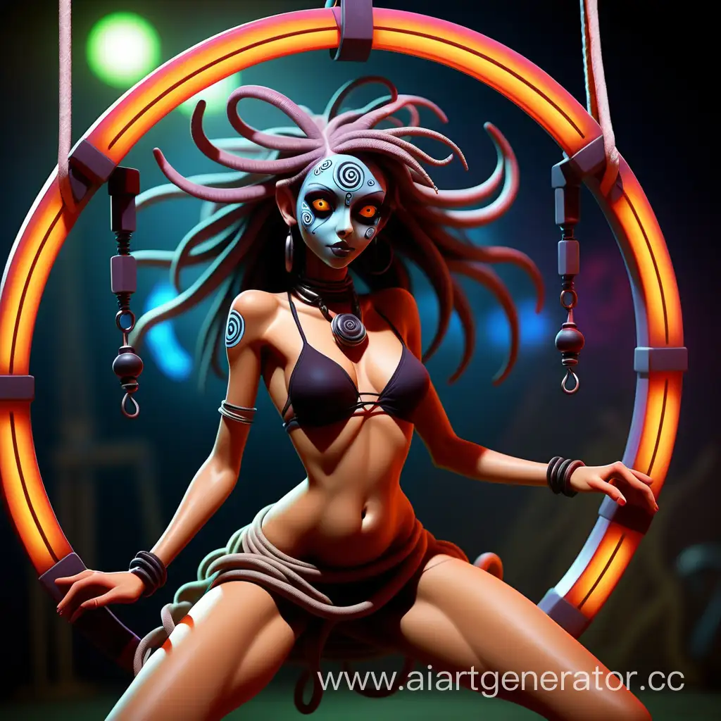 psytrance swing girl in sexual  dance whis dark energy