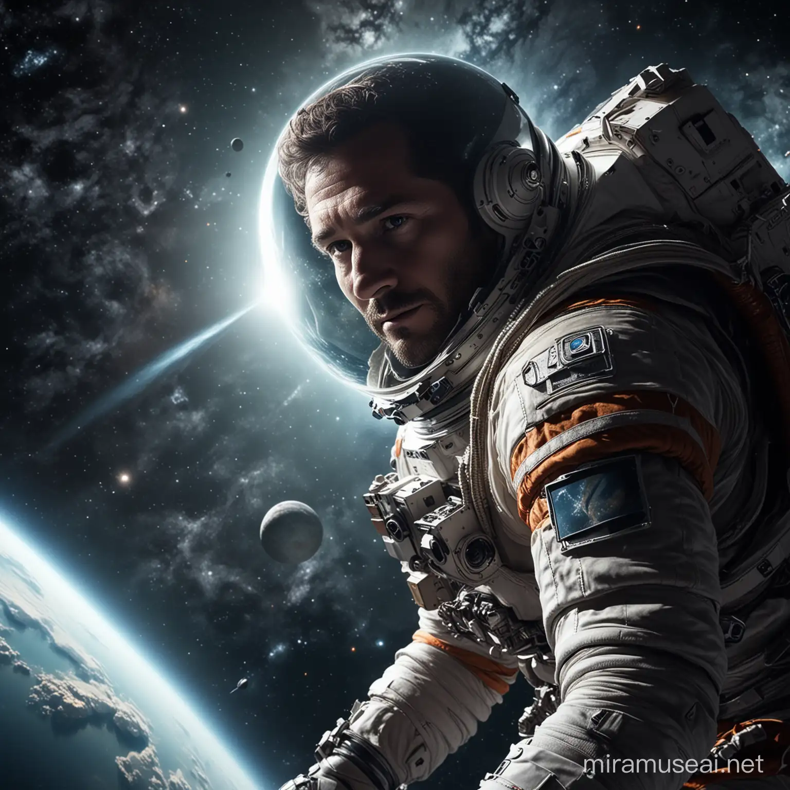 Astronaut Floating in Space Realistic Digital Art 8K 169