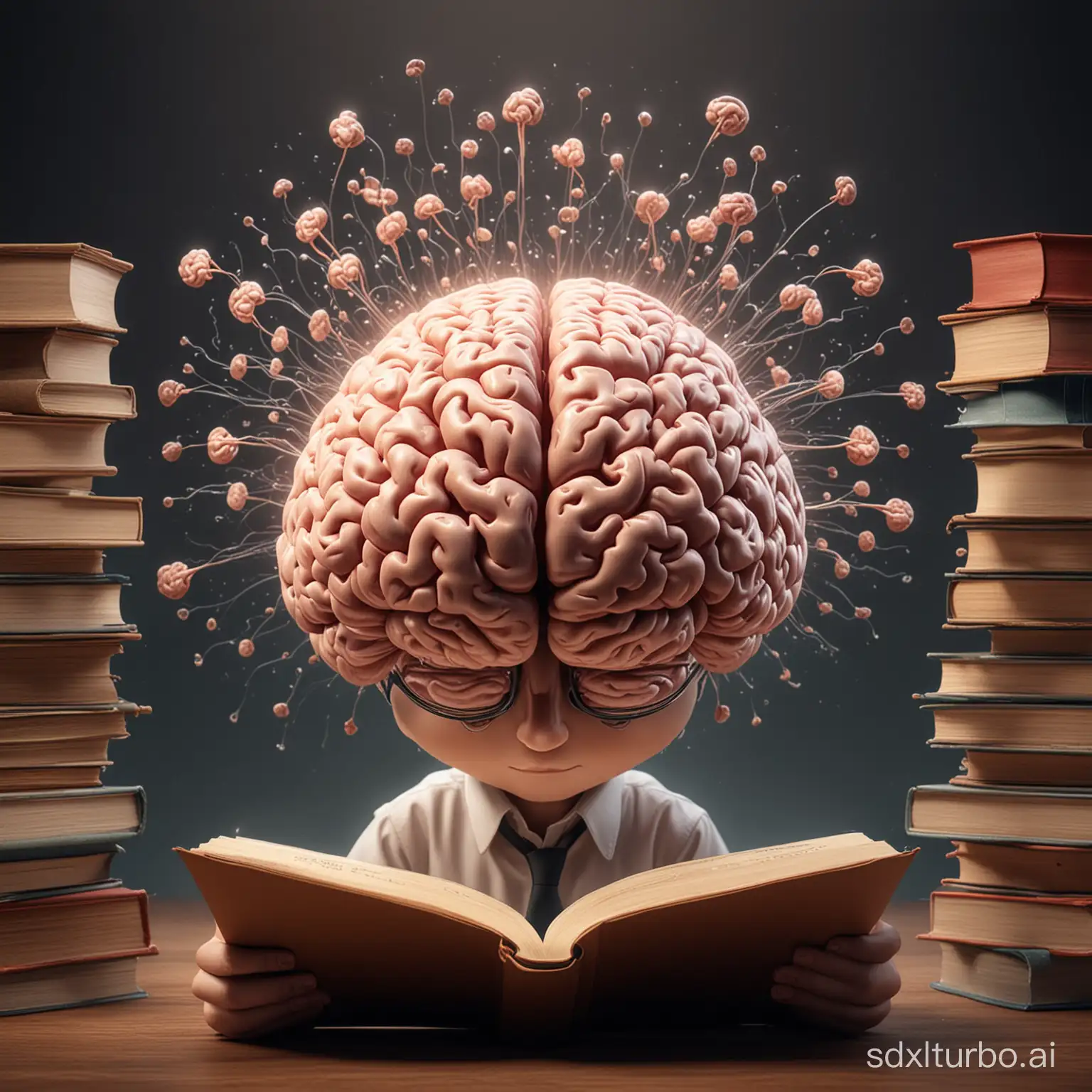 Brain animation reading books quickly