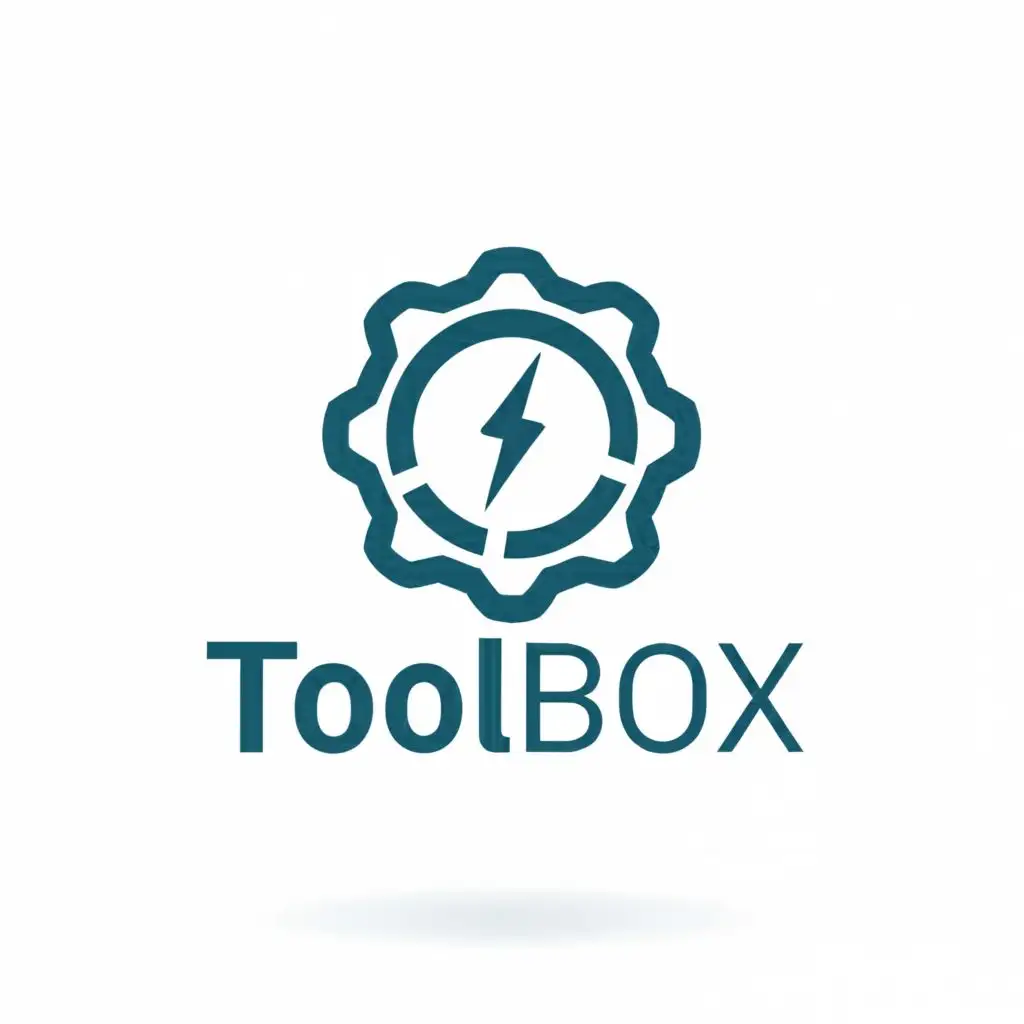 a logo design, with the text "Toolbox", font straight modern, main symbol: Gear, lighting in the middle, Minimalistic, to be used in the Technology industry, clear background, logo left, text right, 