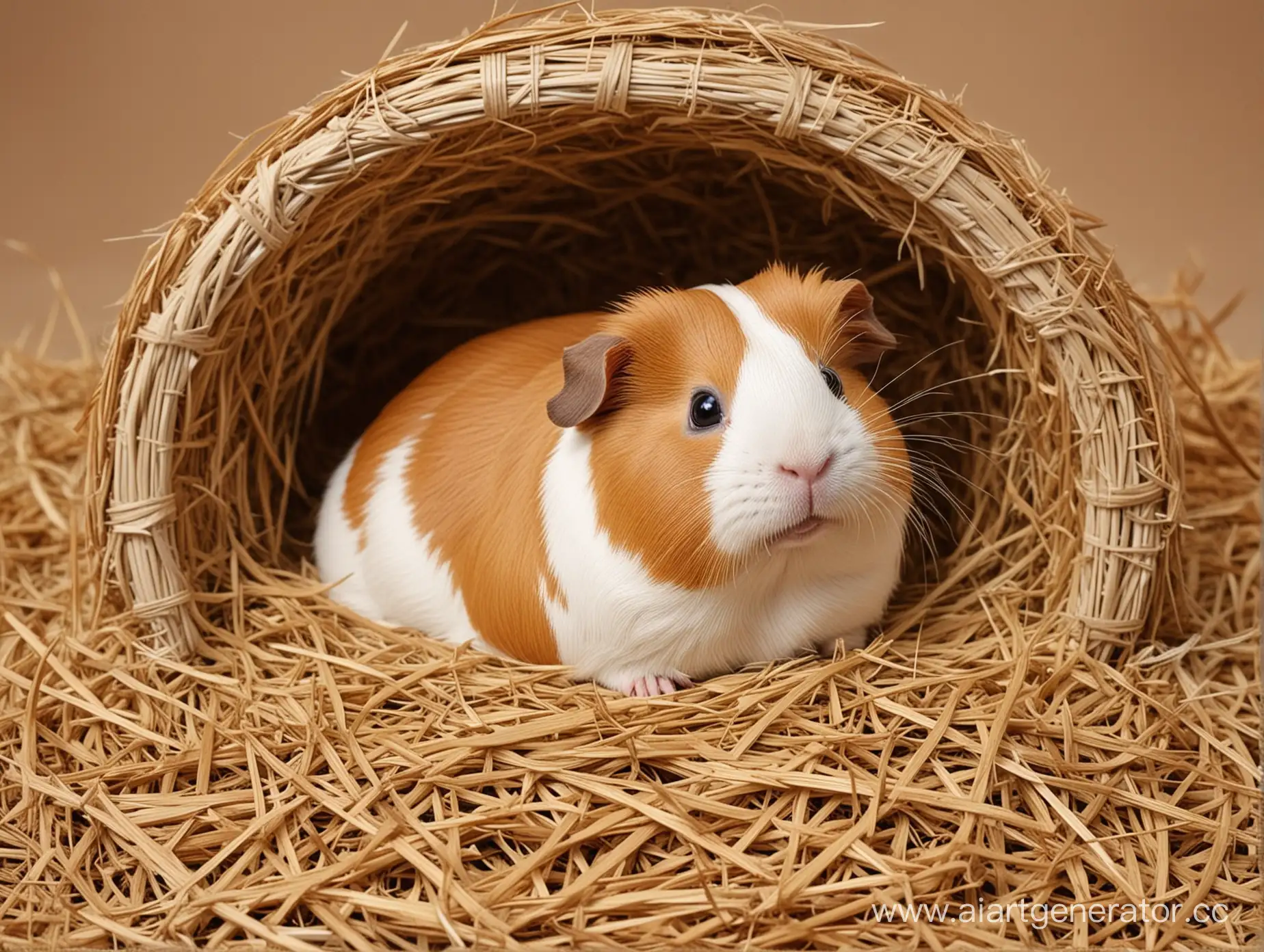 Adorable-Guinea-Pig-in-Hay-Bed-with-Shushi-Shop-Inscription