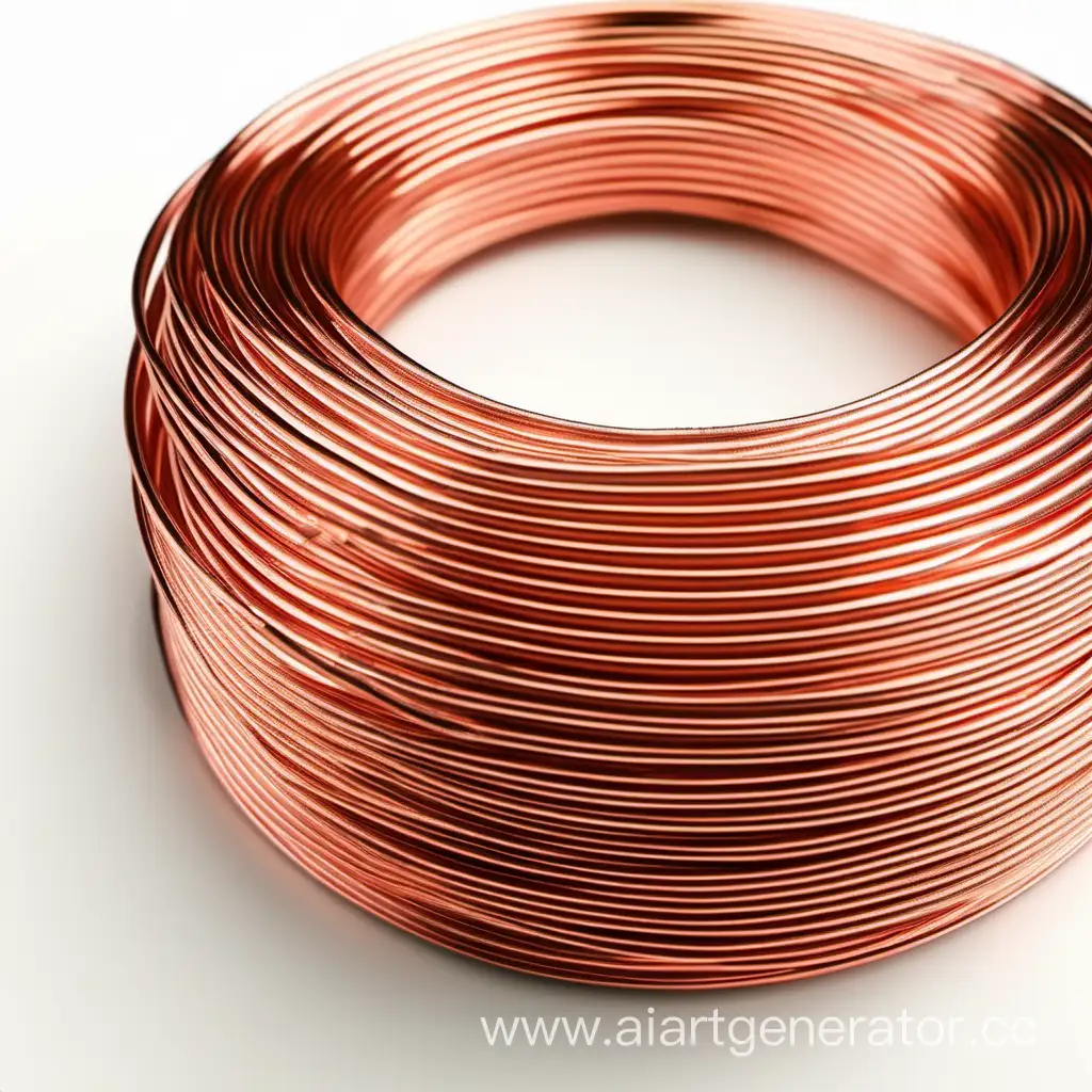 Metallic-Elegance-Copper-Wire-Coils-on-Clean-White-Background