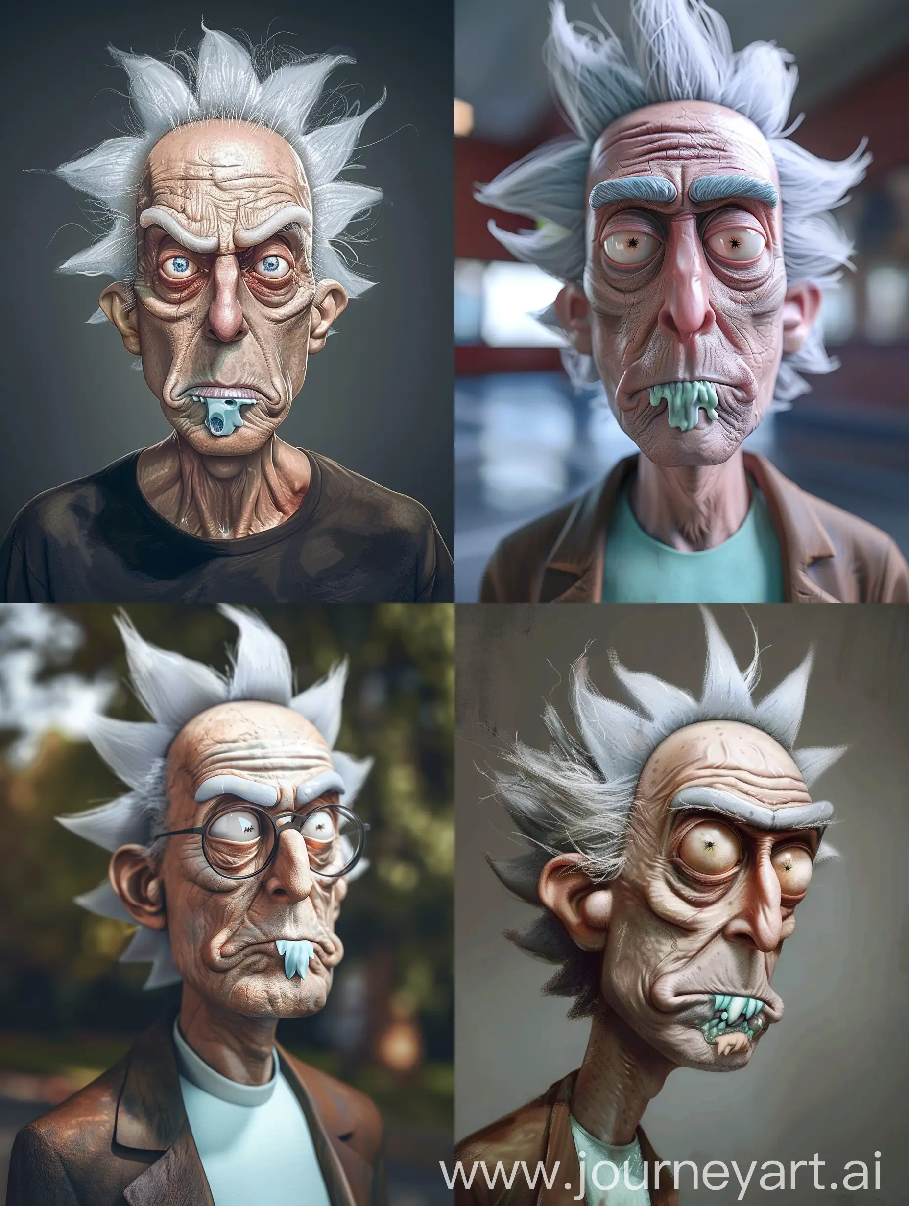 Rick Sanchez in realistic style from the animated series "Rick and Morty" 