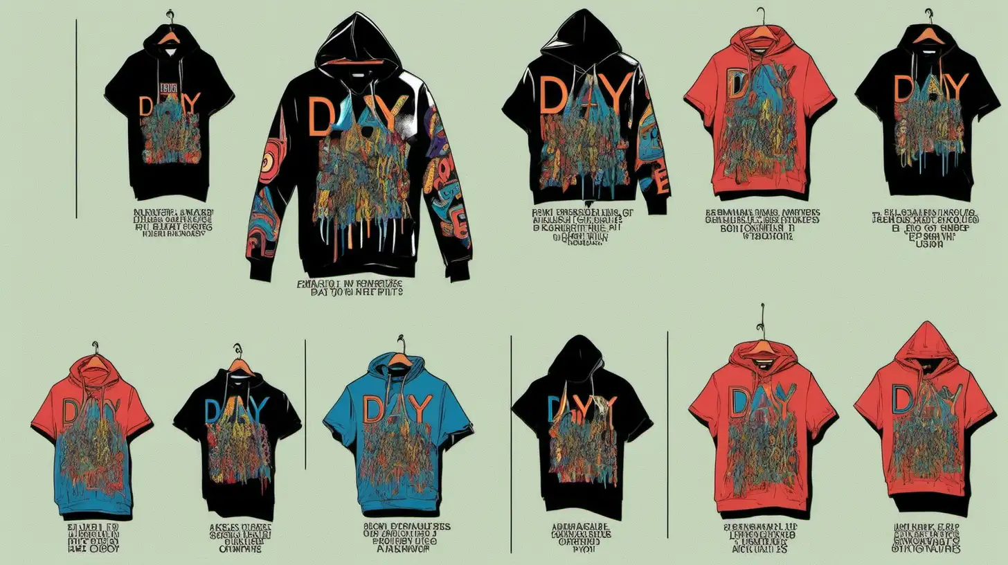 Generate visually striking and symbolic streetwear designs for 'Day Dreamers Anonymous.' Infuse each design with elements inspired by dreams and hip-hop culture. Embrace vibrant colors, bold typography, and illustrative elements that resonate with urban aesthetics. Include symbols like dreamcatchers, city skylines, headphones, or other hip-hop motifs to convey the fusion of dreams and urban life. The emphasis should be on creating standalone graphic designs that can be applied to various streetwear items. Each design should tell a unique story while collectively representing the ethos of 'Day Dreamers Anonymous.'