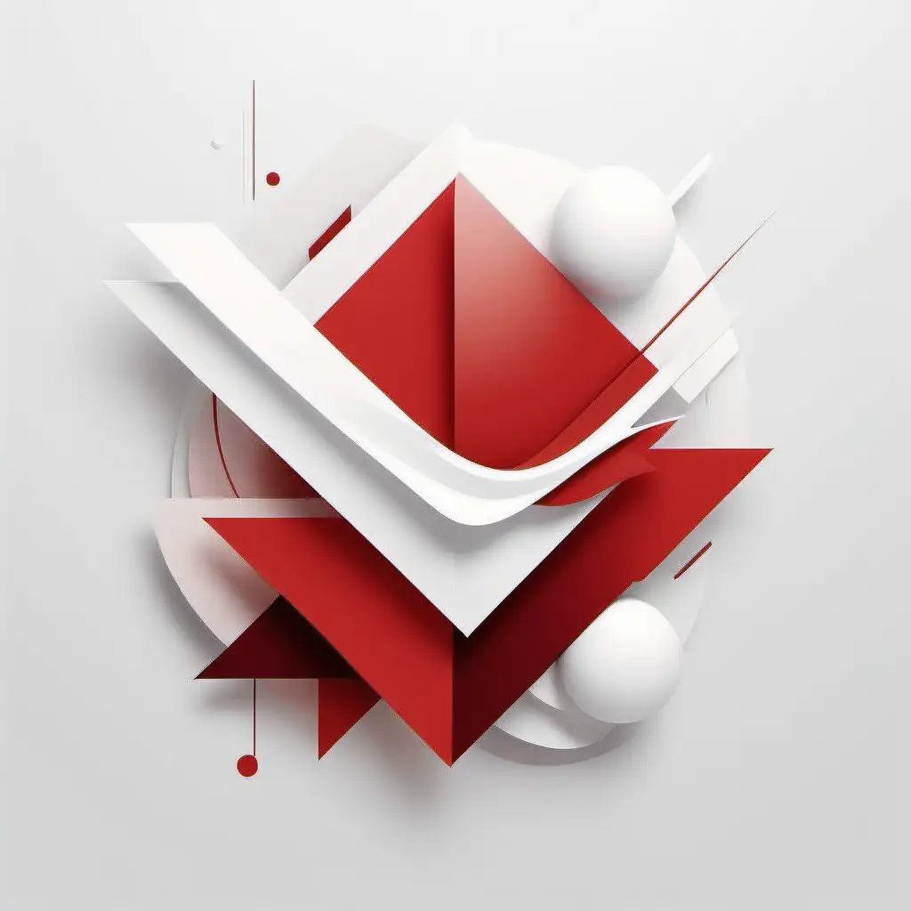 Sleek Minimalist Art Abstract Shapes in Calming Reds and Whites