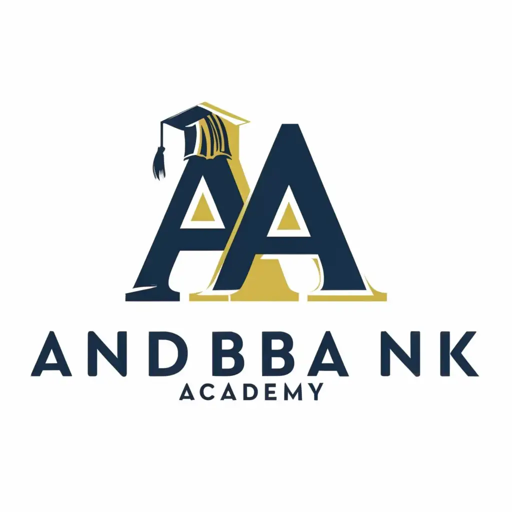 logo, AA, with the text "ANDBANK ACADEMY", typography, be used in Education industry