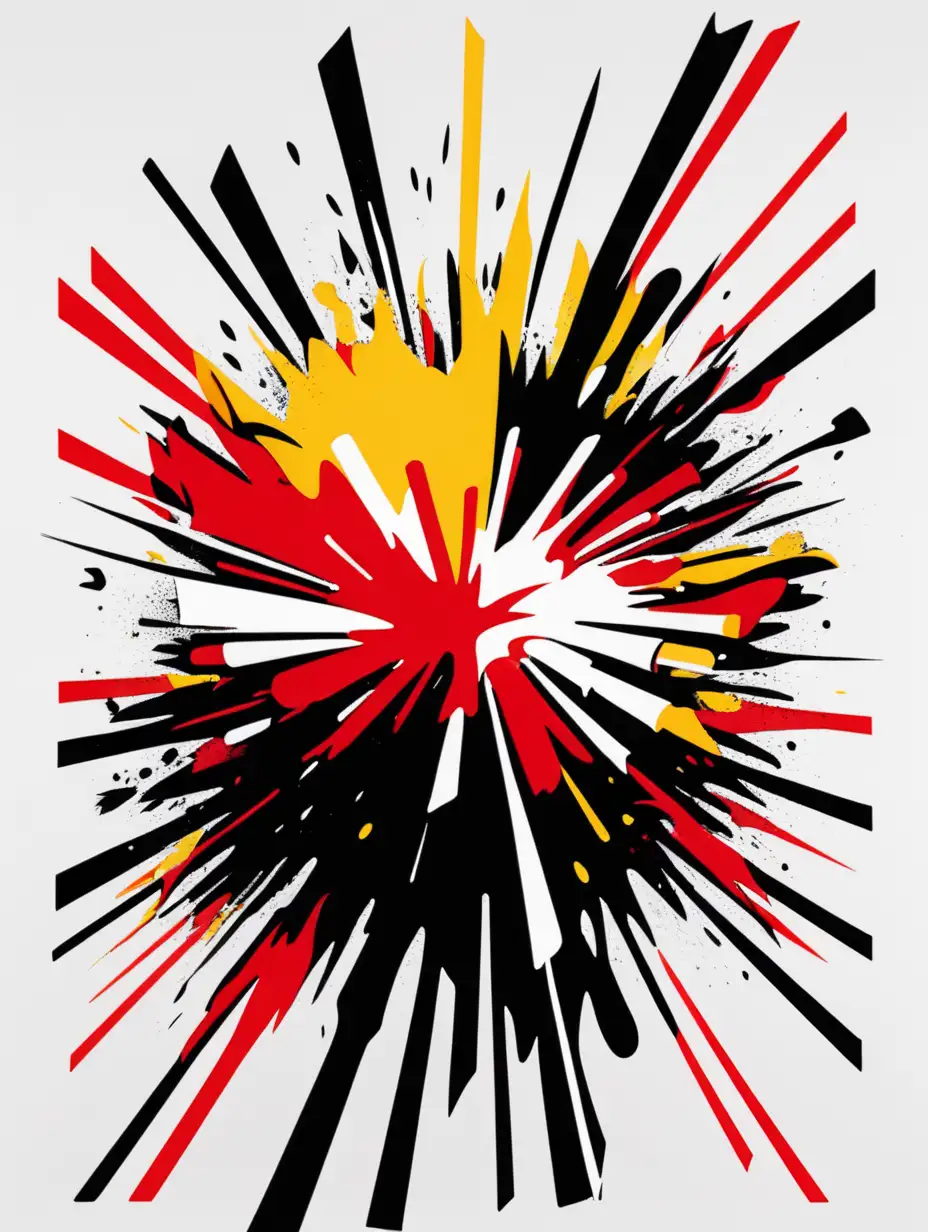 Vibrant Explosive Art Red Yellow and Black Abstract Poster