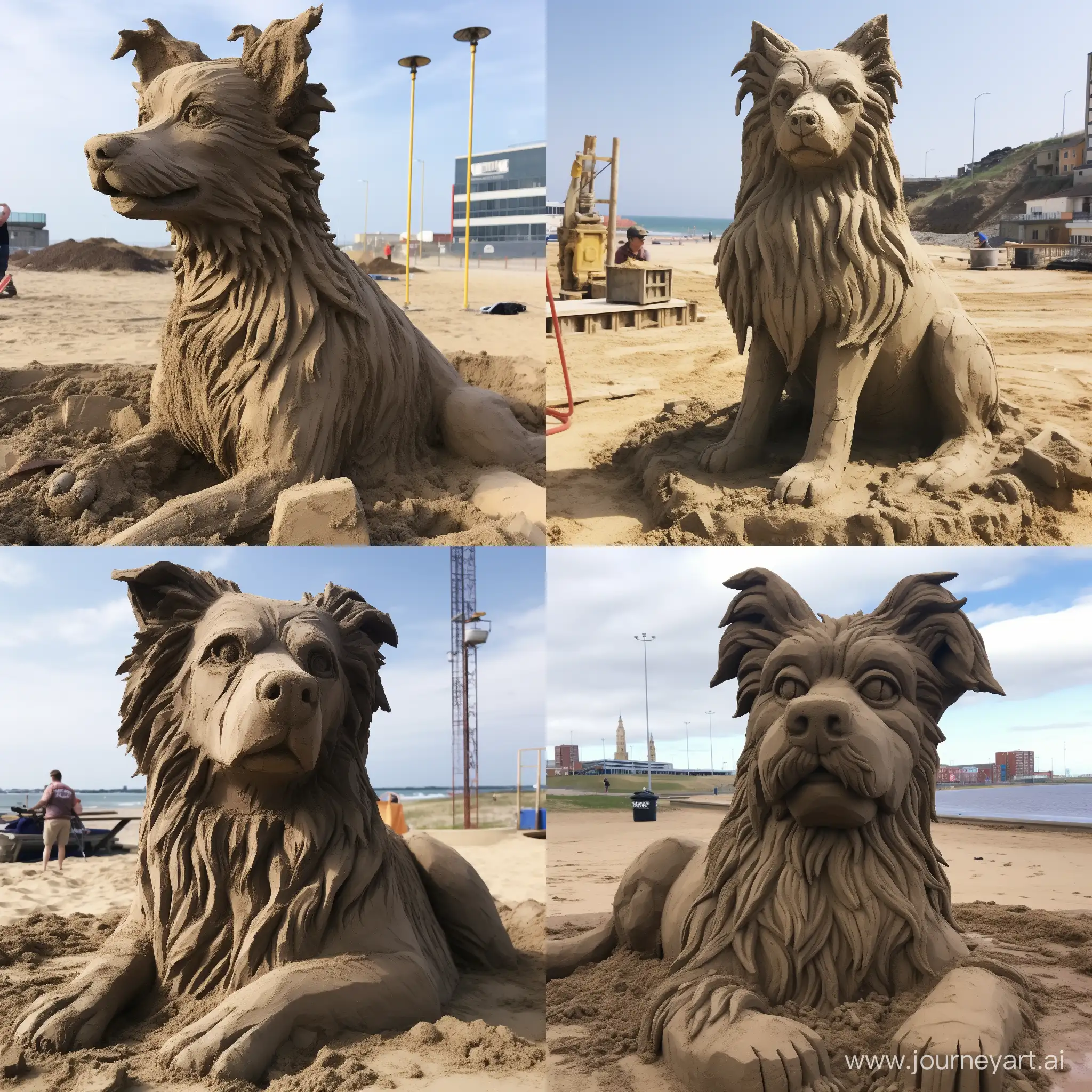 HyperRealistic-Yorkshire-Dog-Sand-Statue-by-the-Sea