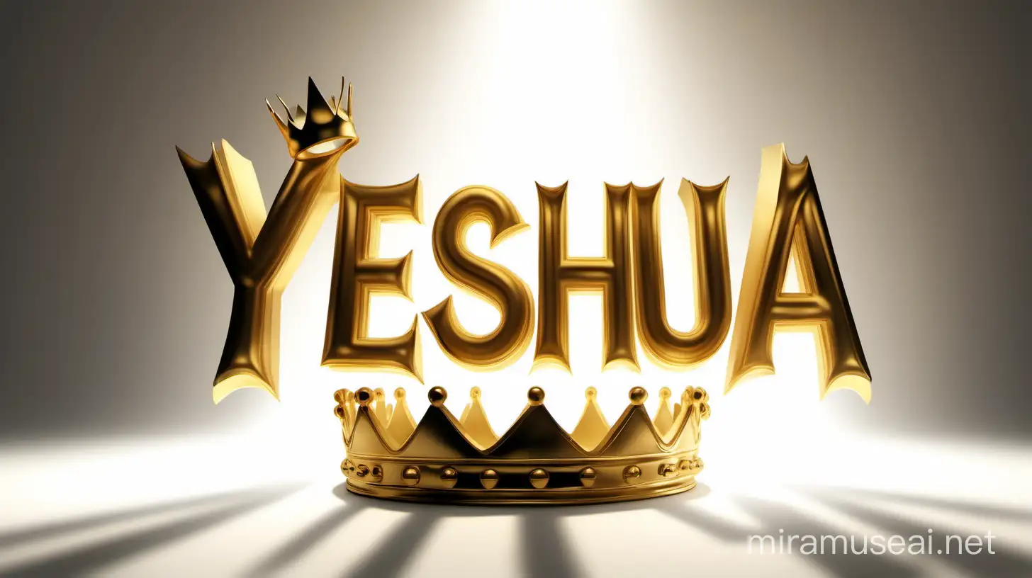 Radiant Glowing Yeshua with Golden Crown on White Background