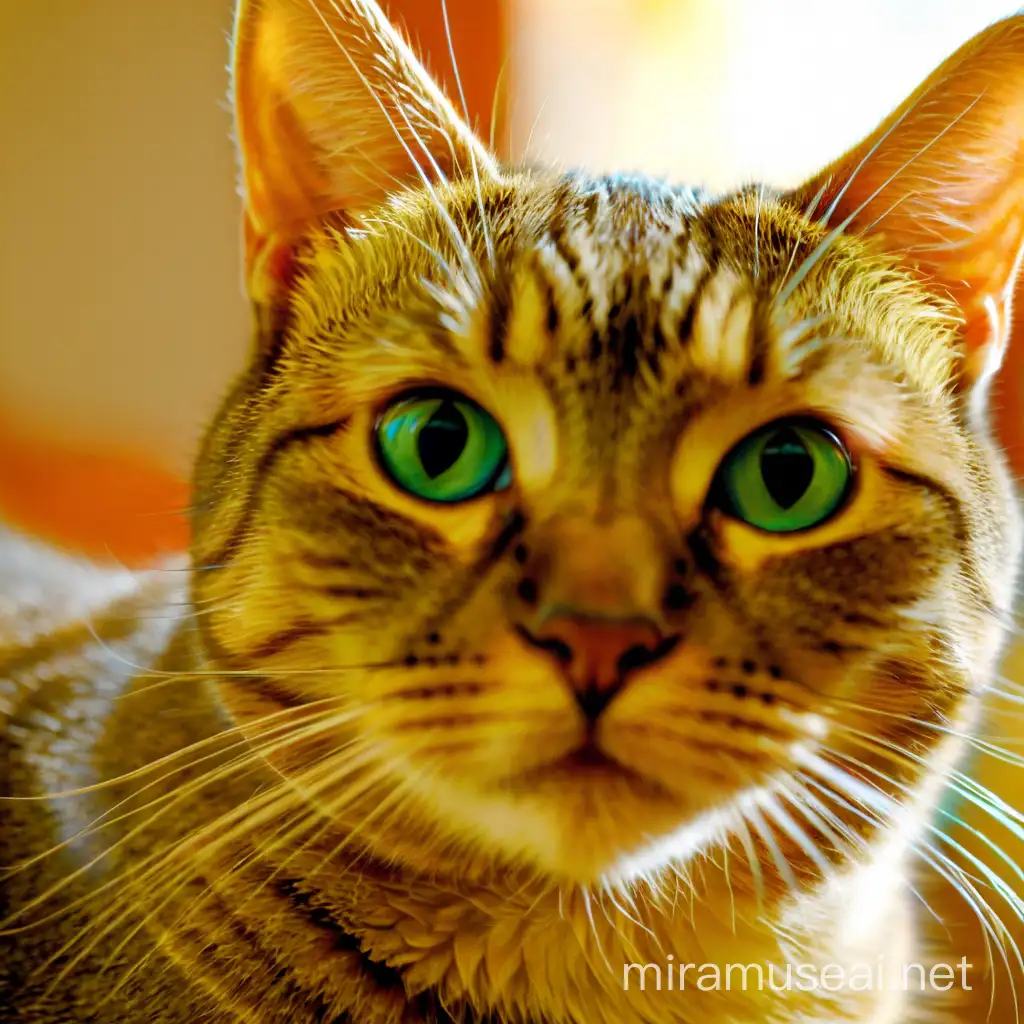 Playful Cat Against Vibrant Turquoise Background