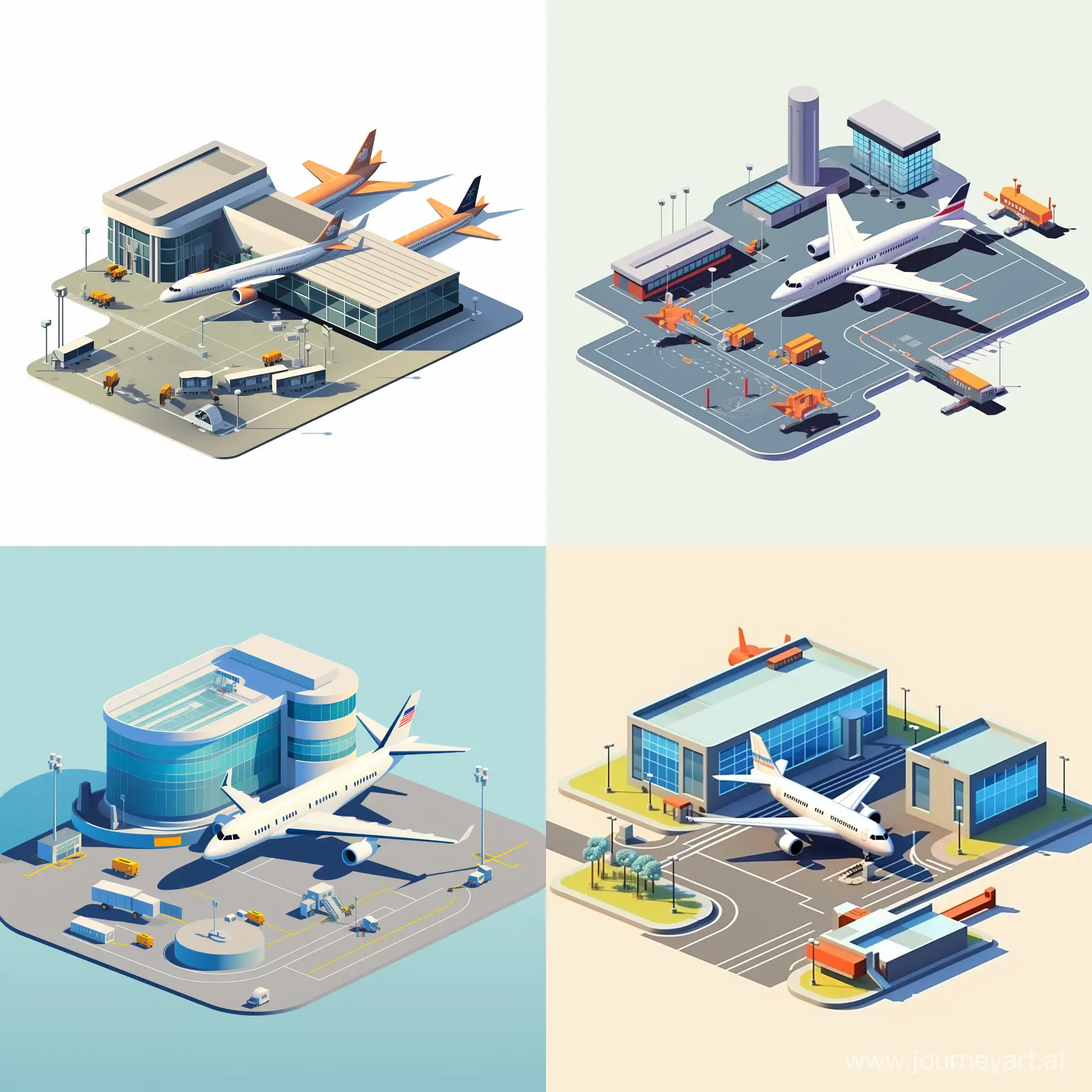 minimalistic and simple isometric airport in vector style