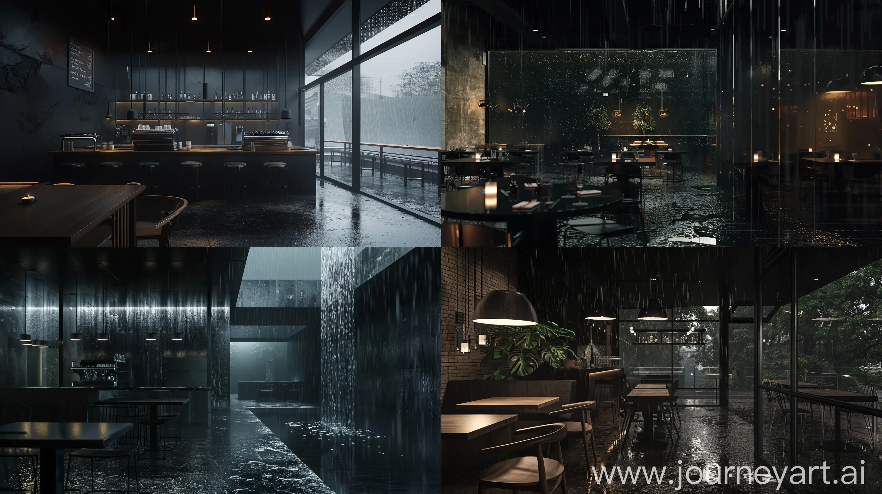 Sophisticated-Cantilever-Restaurant-HyperRealistic-Minimal-Modern-Interior-Design-in-the-Rain