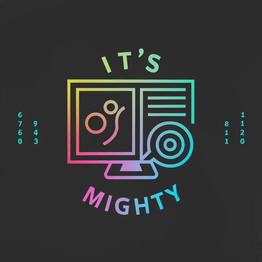 a logo design,with the text "IT's Mighty", main symbol:Computer, development,complex,be used in Technology industry,clear background