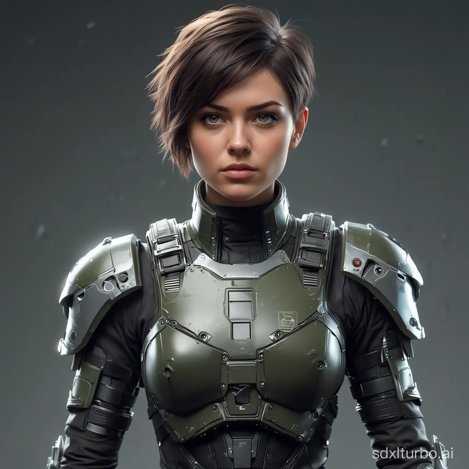 Futuristic-Female-Soldier-with-Short-Hair-in-HighTech-Gear