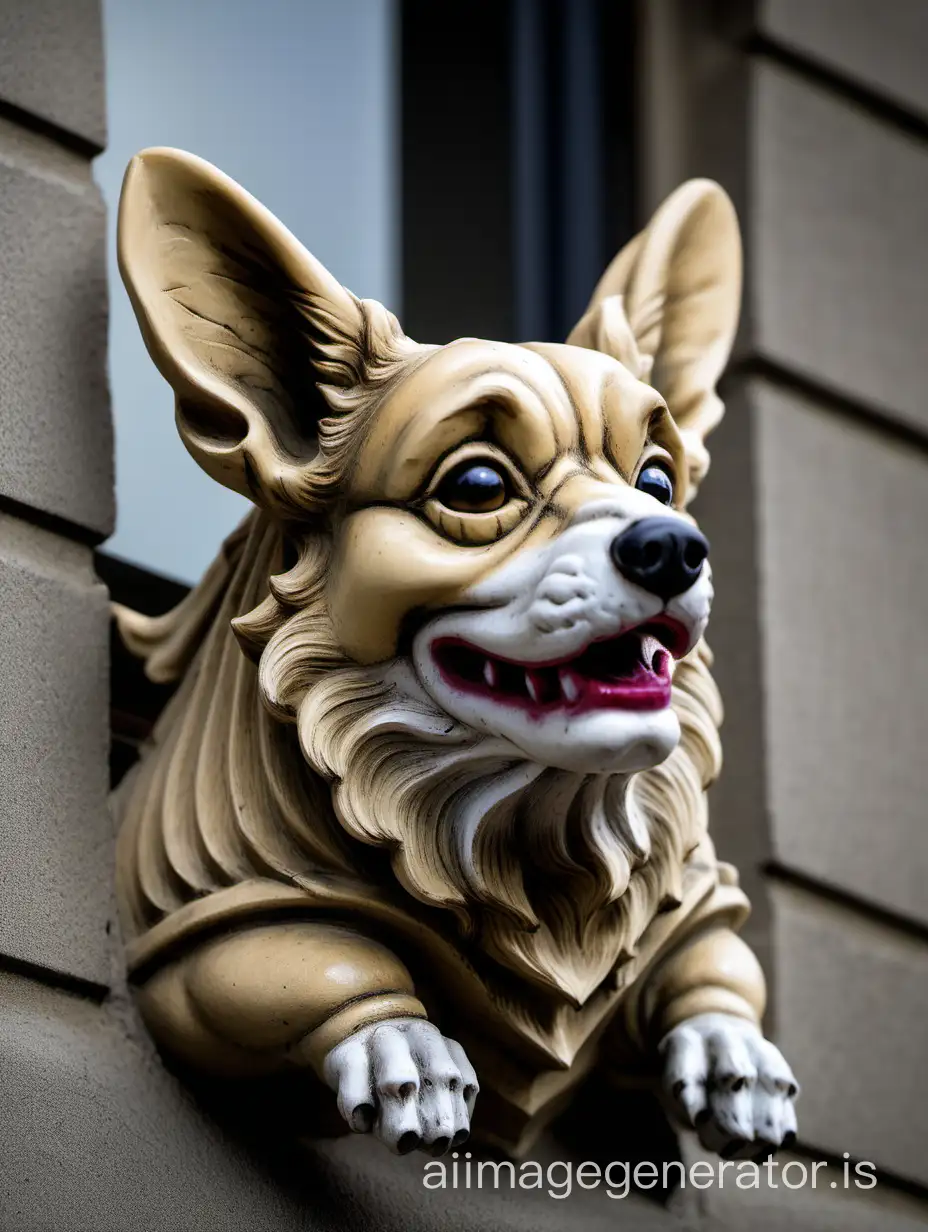 Welsh corgi gargoyle