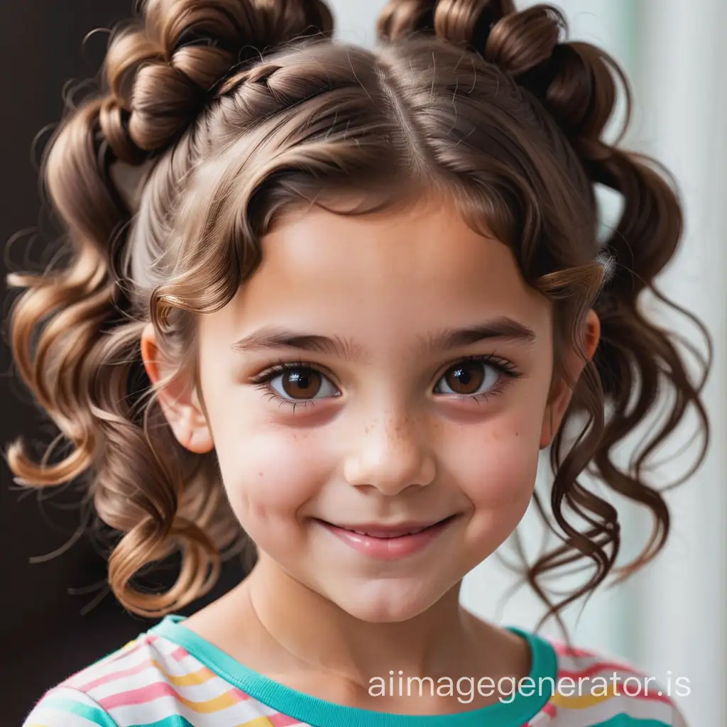 Cheerful 11YearOld Girl With Unique Hairstyle And Dimples AI Image 