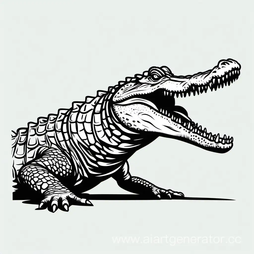 Elegant-Contour-of-Crocodile-in-Monochrome-Harmony