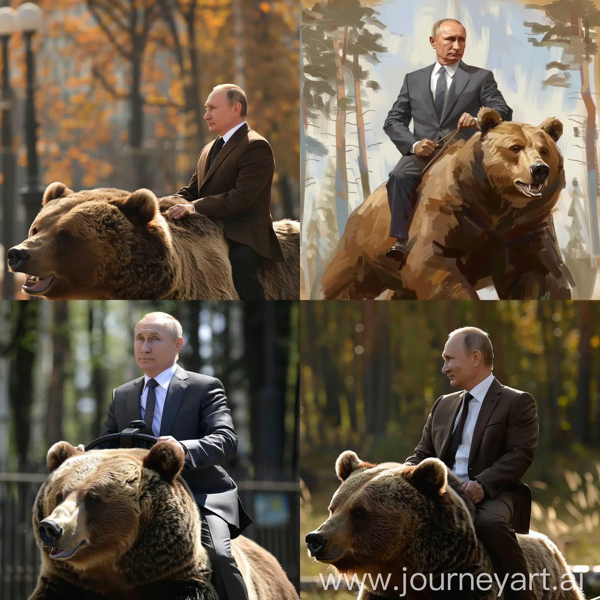 Путин едет на медведе