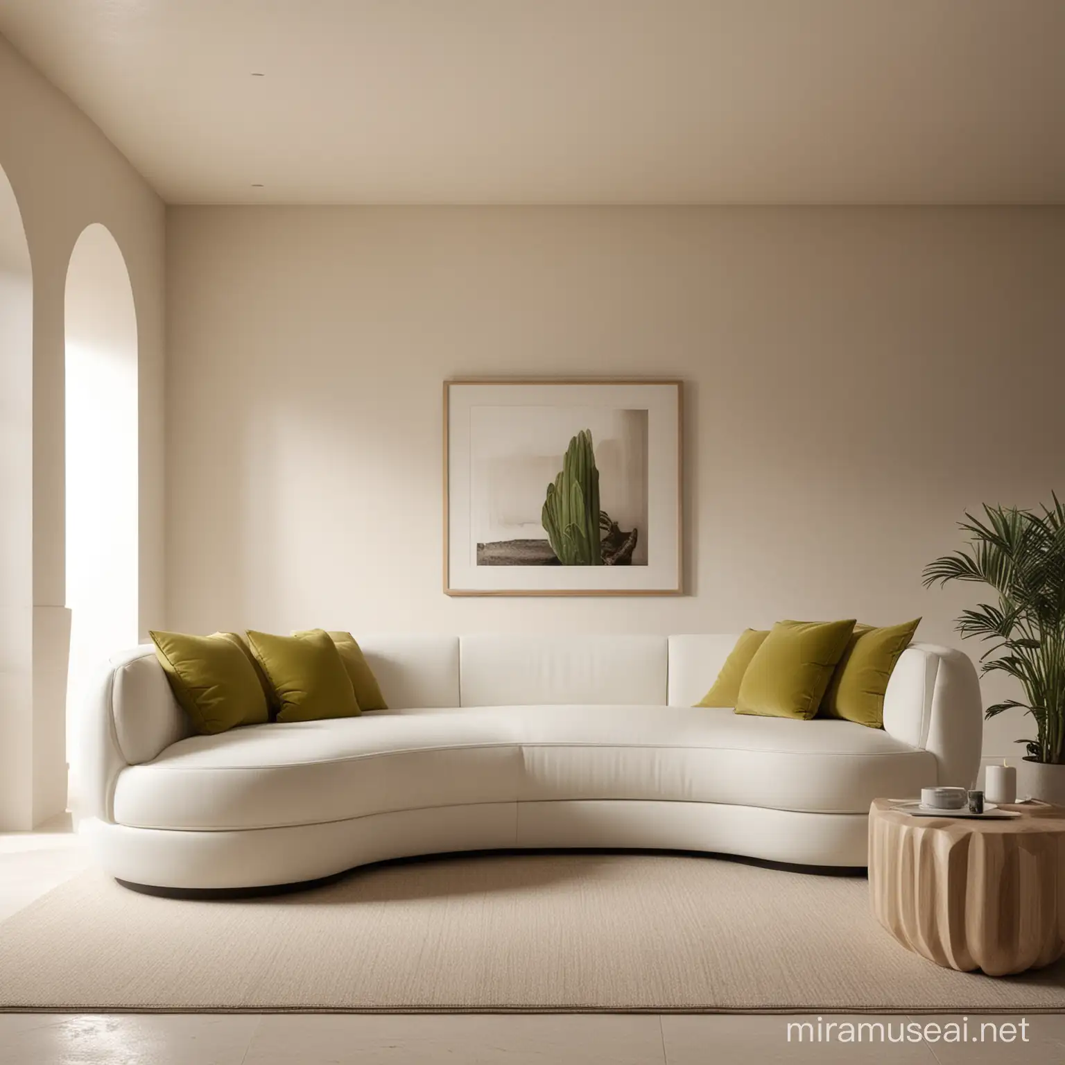 Futuristic Green Olive Themed Living Room with Fine Architecture