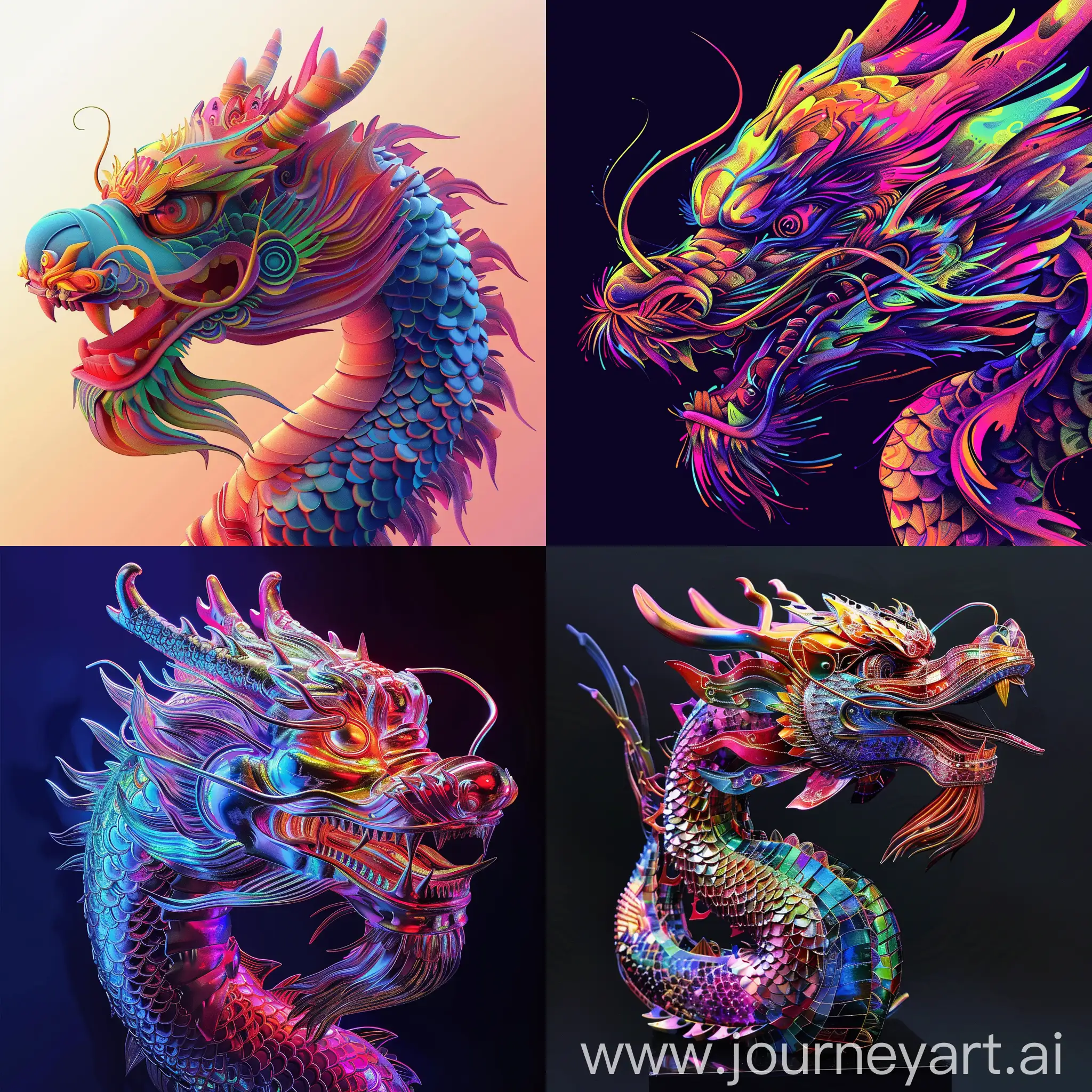 Chinese dragon head,bright colors,in thestyle of cyberpunk futurism,massurrealism,aurorapunk --v 6.0