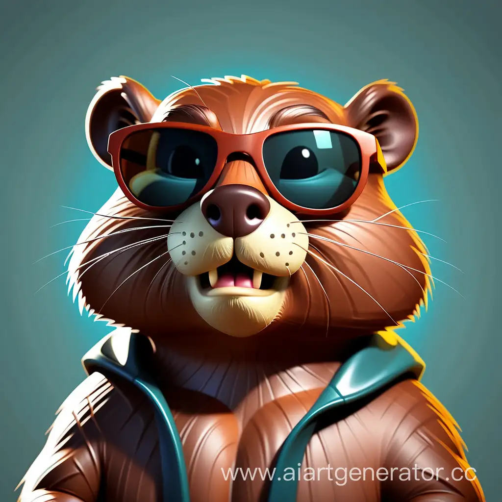 Cool-Cartoon-Beaver-Wearing-Sunglasses