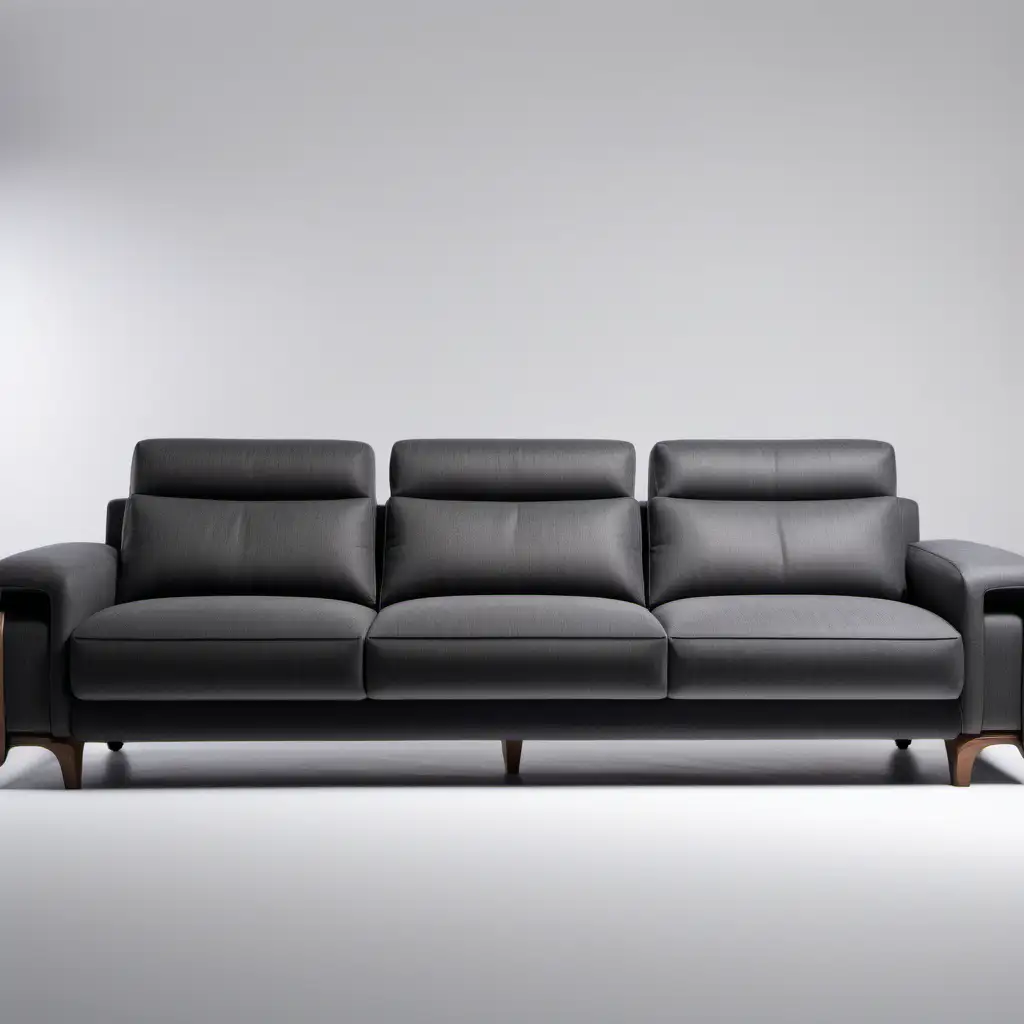 Italian Design 3Seater Sofas with Movable Arms and Sports Arm Details in Anthracite Finish