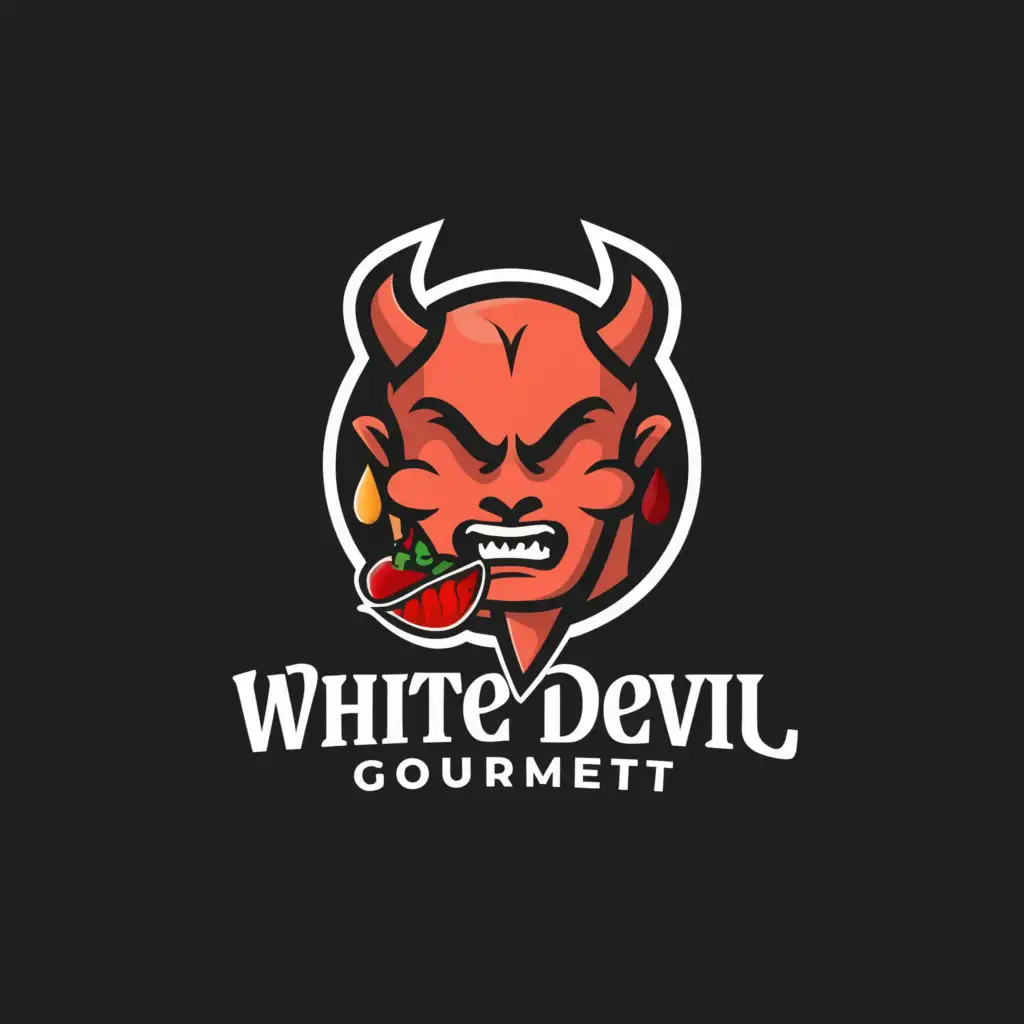 LOGO-Design-For-White-Devil-Gourmet-Fiery-Red-Devil-Icon-for-Captivating-Retail-Presence