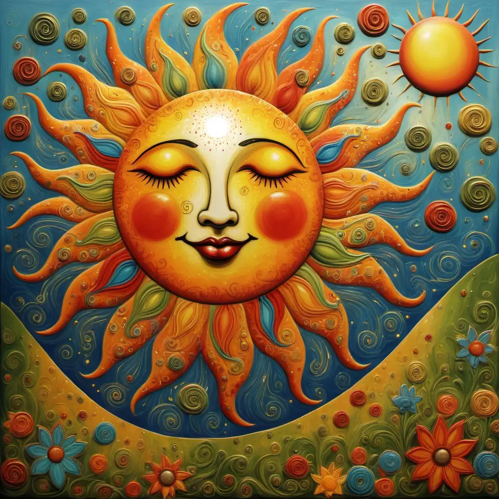Whimsical Sun Art with Playful Elements