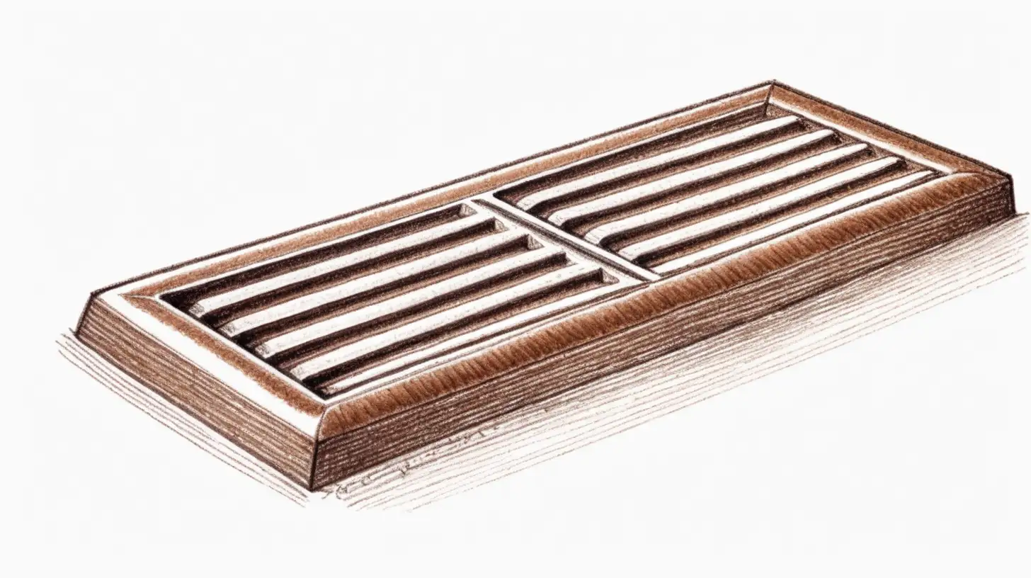crayon drawing illustration of rectangular brown floor vent on white background
