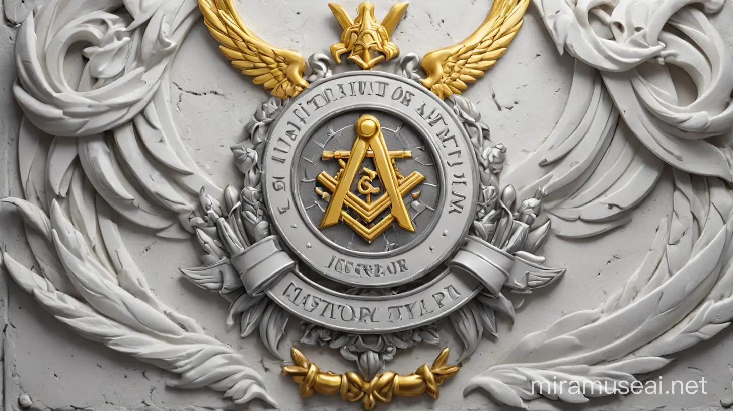 Elegant Masonry and Military Banner in Silver White and Gold