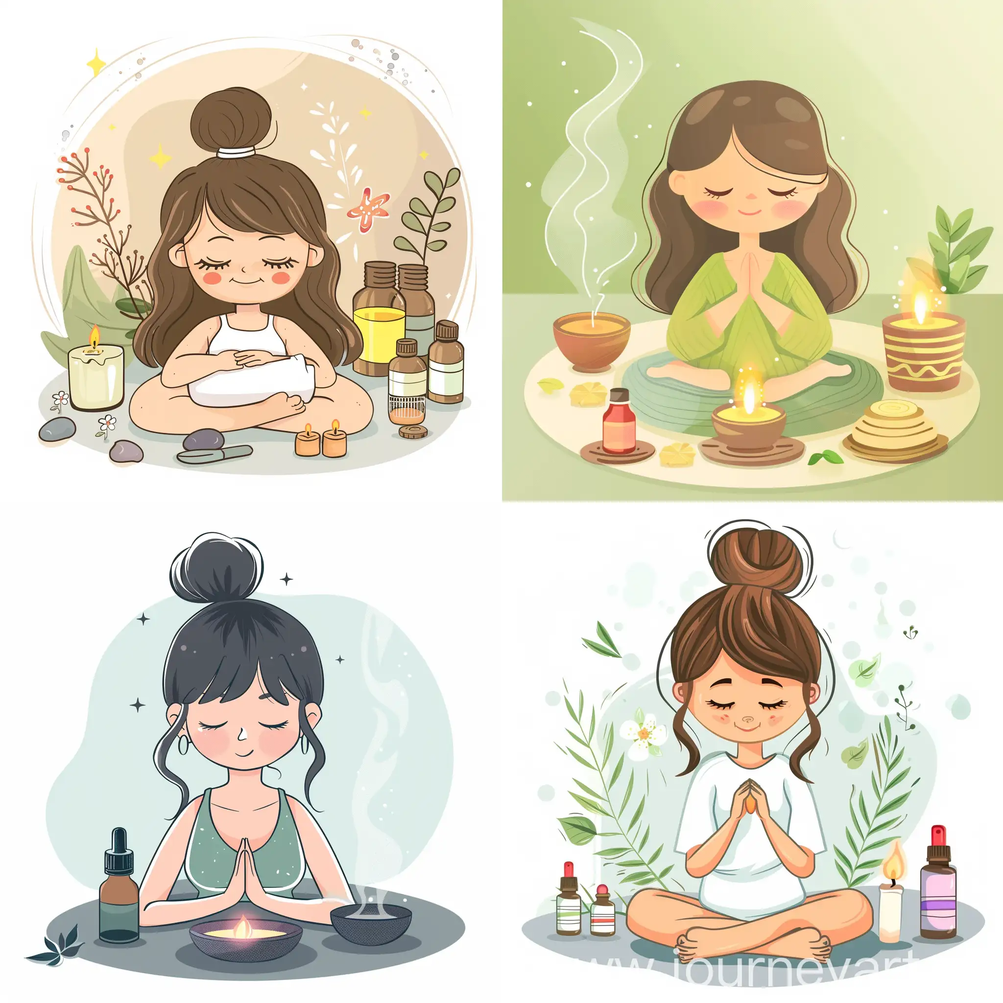 Cartoon-Girl-Practicing-Aromatherapy