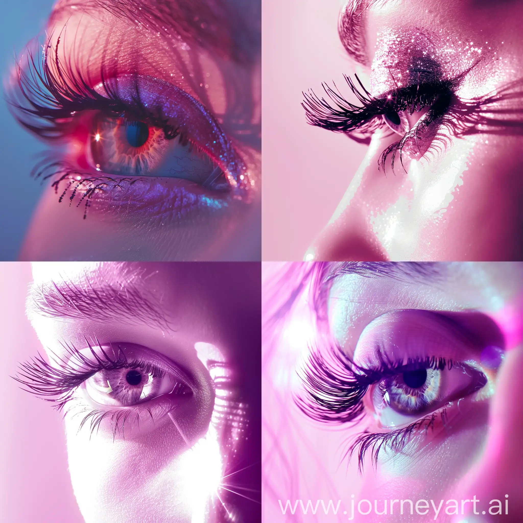 Glamorous-Pink-Background-with-Sparkling-Eyes-and-Long-Eyelashes