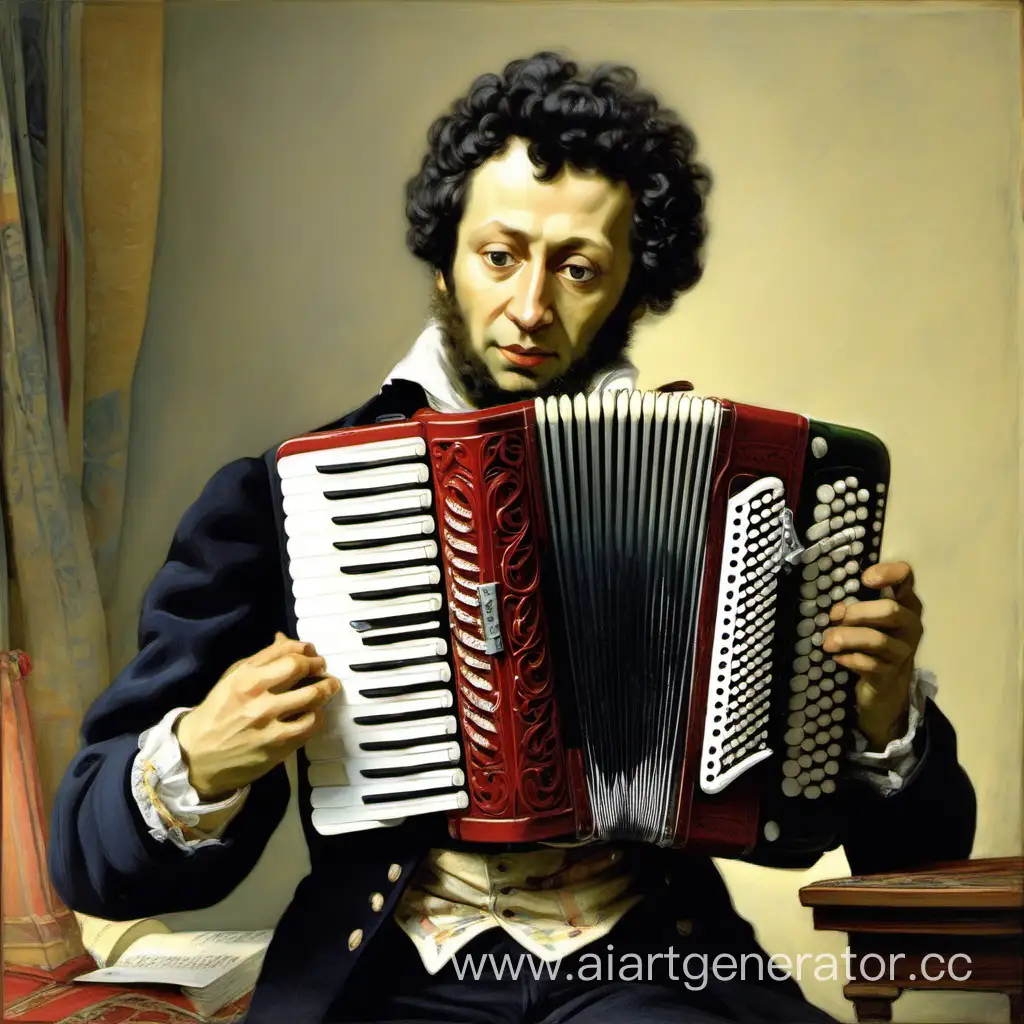 Poet-Pushkin-Performing-Accordion-in-a-Classical-Russian-Setting
