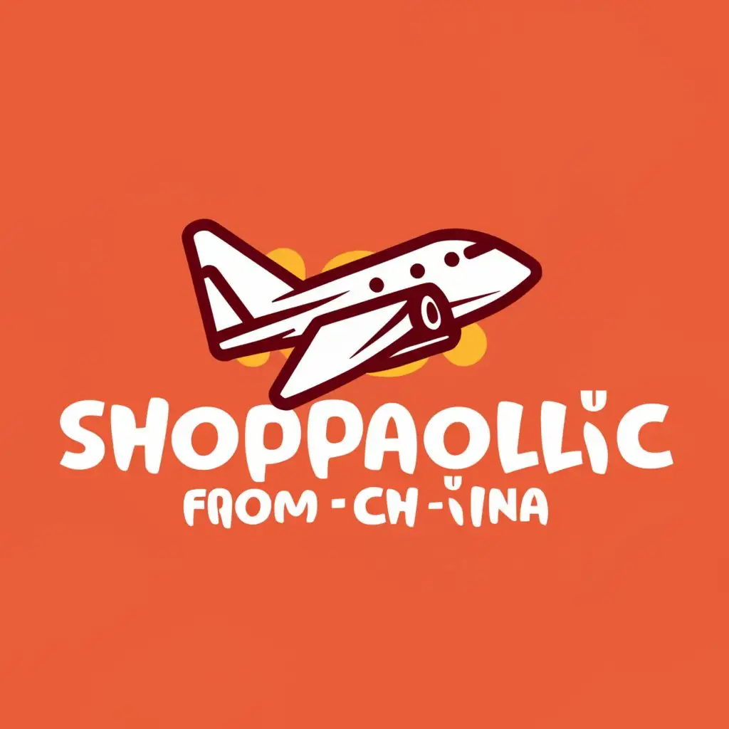 a logo design,with the text "Shopaholic from China", main symbol:The plane delivering goods from China,Moderate,be used in Retail industry,clear background