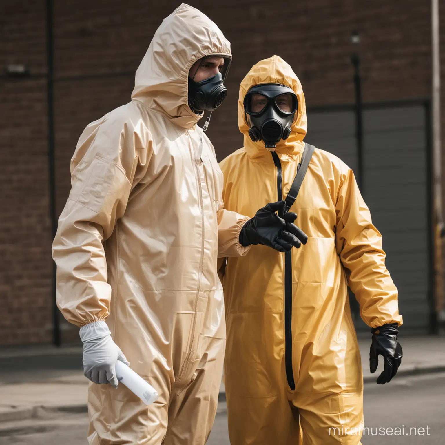 Hazmat Suit Officer Arresting a Suspect