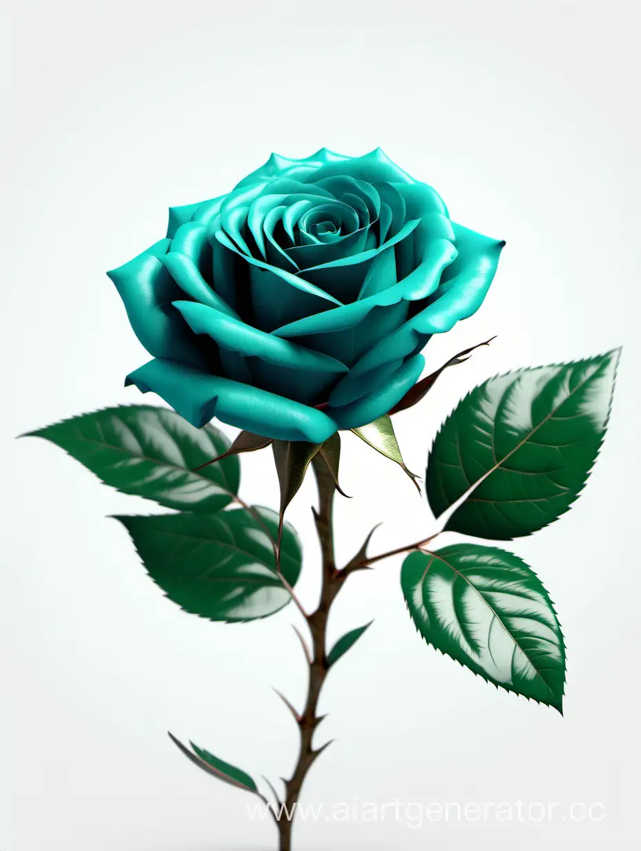 Elegant-8K-HD-Dark-Turquoise-Rose-with-Fresh-Lush-Green-Leaves