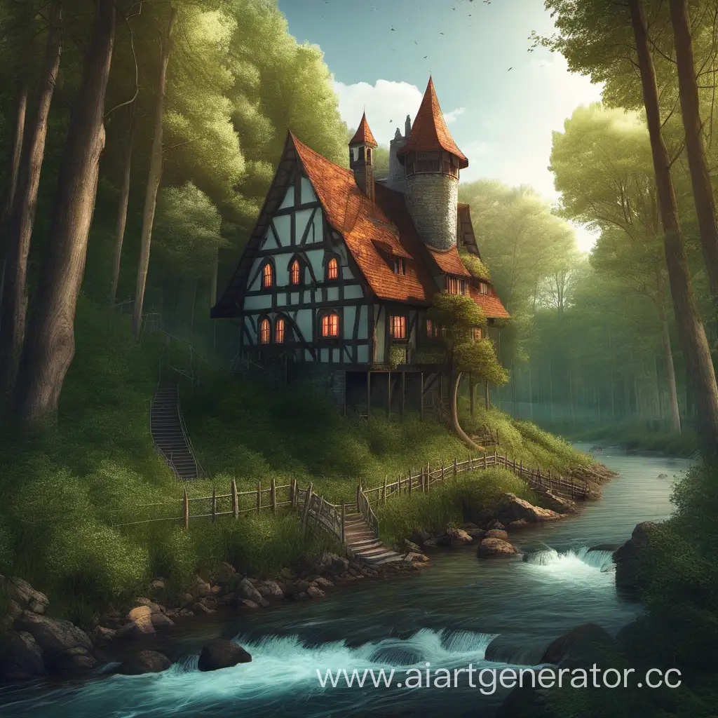 Knight-Guarding-a-Riverside-House-in-the-Enchanted-Forest