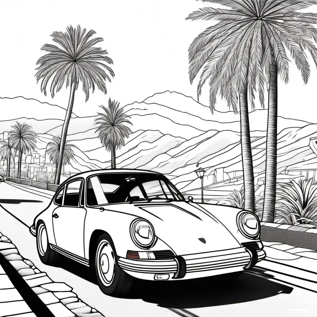 Classic Car Porsche 211 Coloring Page on Monte Carlo Street