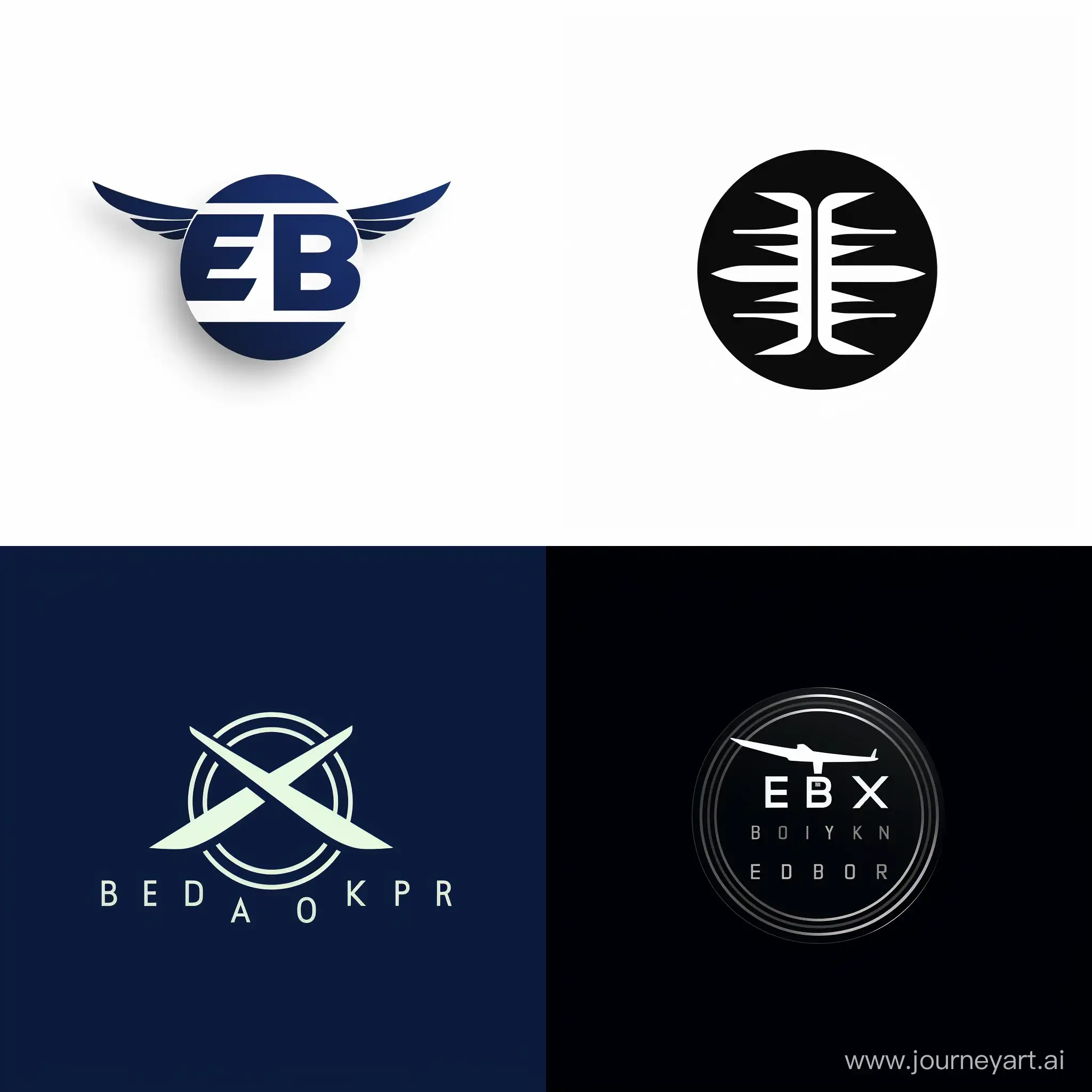 A lettermark of letters “EOB” for an airplane company, logo, vector, simple. 