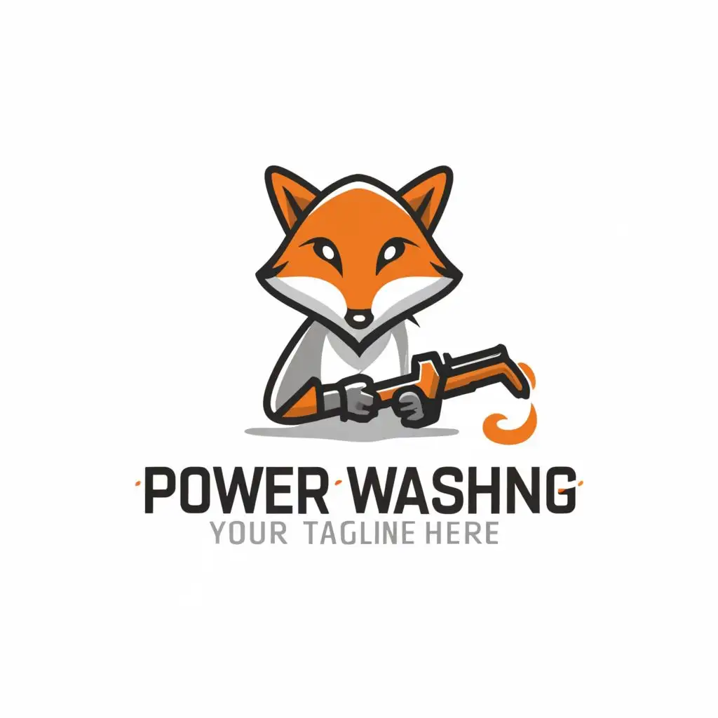 LOGO-Design-for-FoxWash-Dynamic-Fox-Mascot-with-HighPressure-Cleaning-Theme-in-Crisp-and-Clear-Visuals