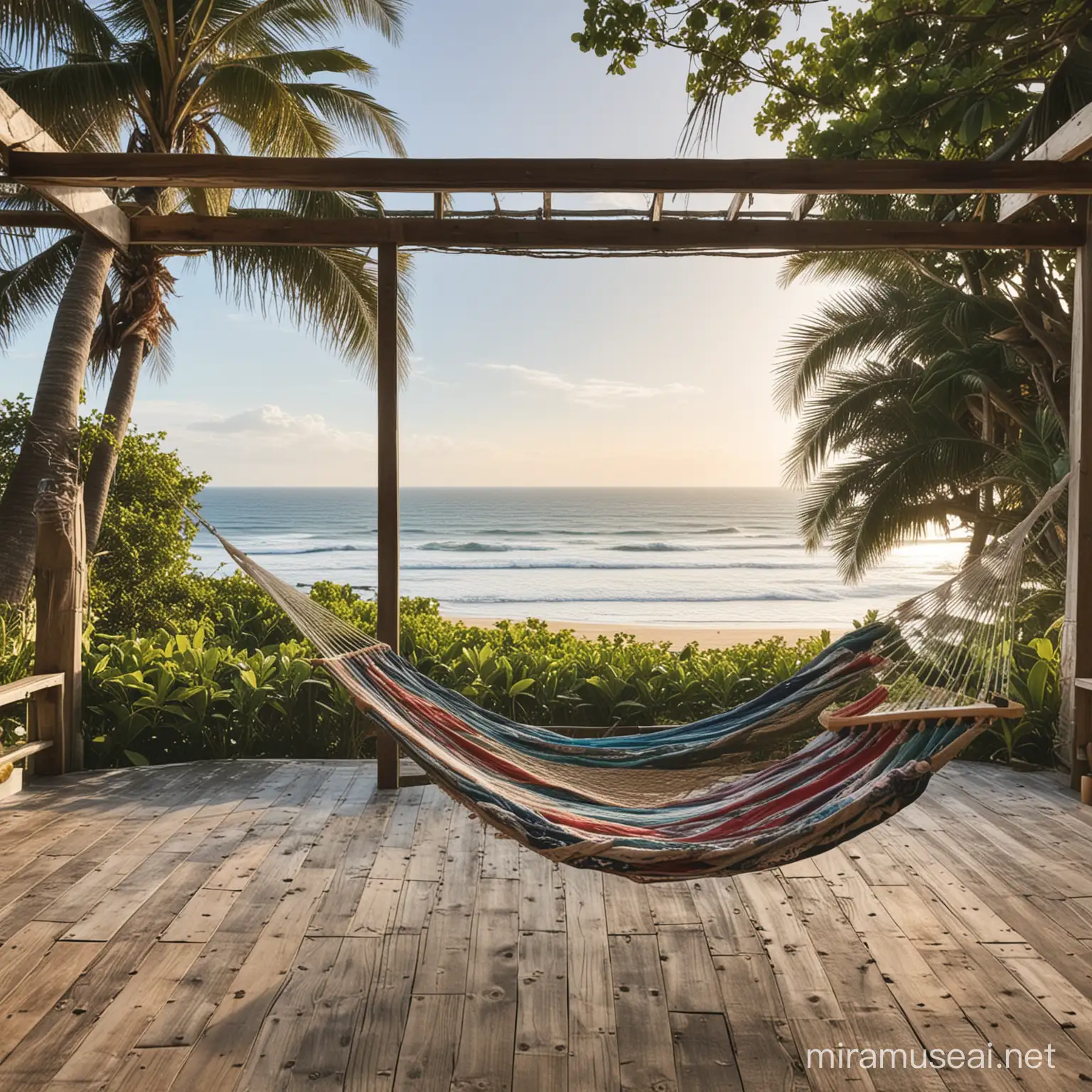 Outside, there's this huge yard with killer views of the endless ocean and the charming sky. And guess what? There are hammocks swaying in the ocean breeze, just begging you to chill out and soak up all those nature vibes.
