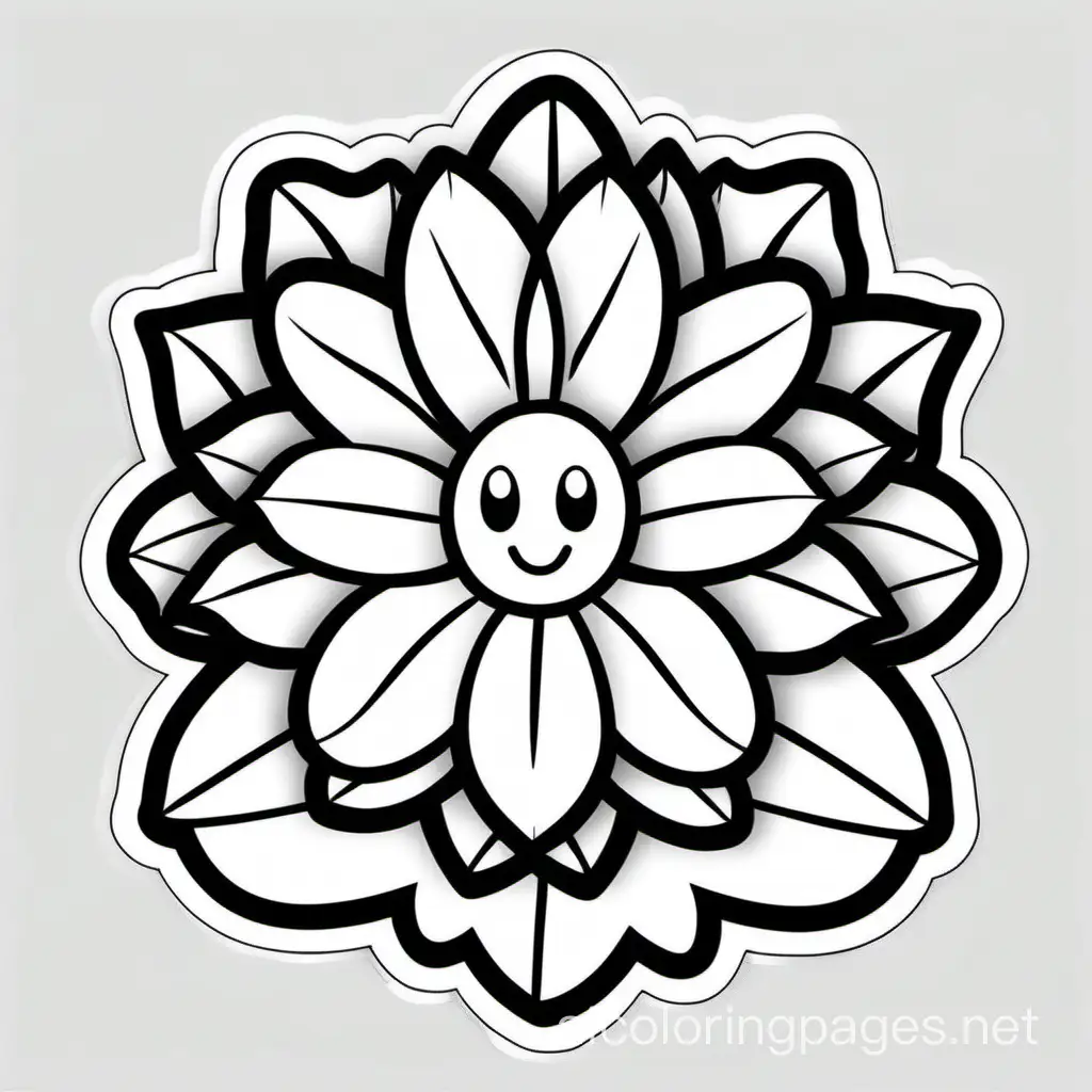 Adorable-Kawaii-Flower-Sticker-for-Coloring-Minimalistic-Vector-Illustration