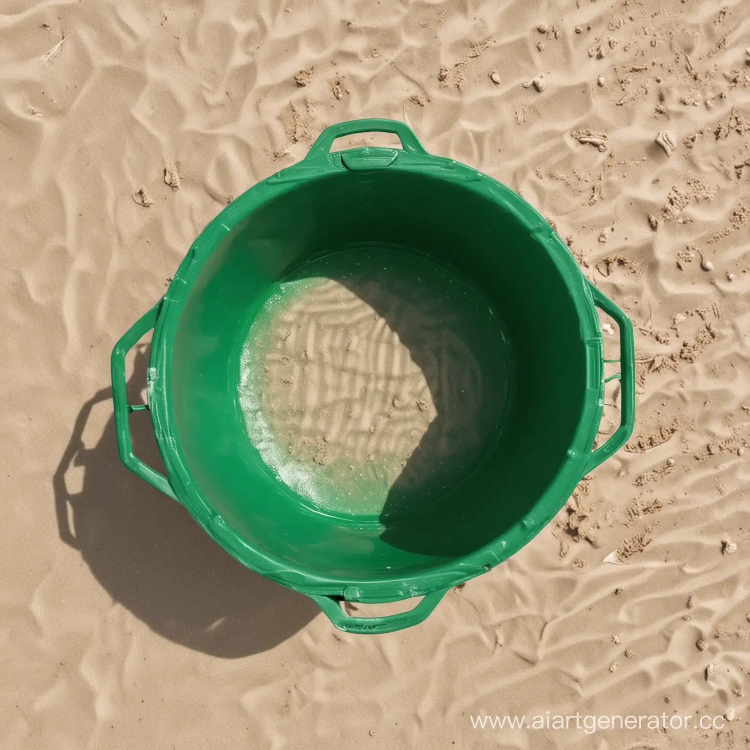 зеленое детское ведро для песка вид сверху