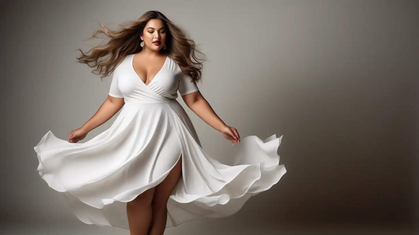 Stunning PlusSize Latina Model in Vogue White Dress Dance