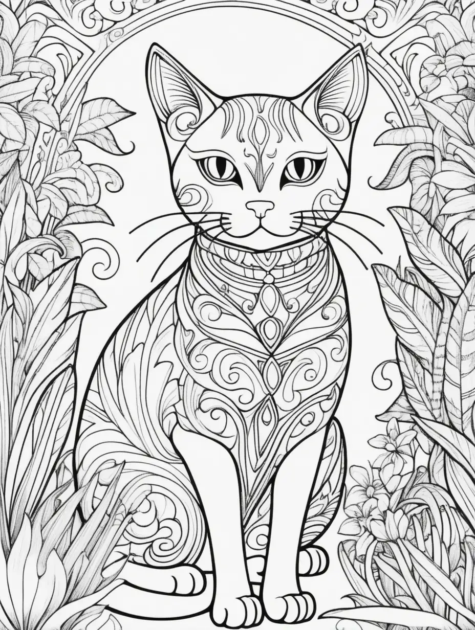 coloring book misterious cat